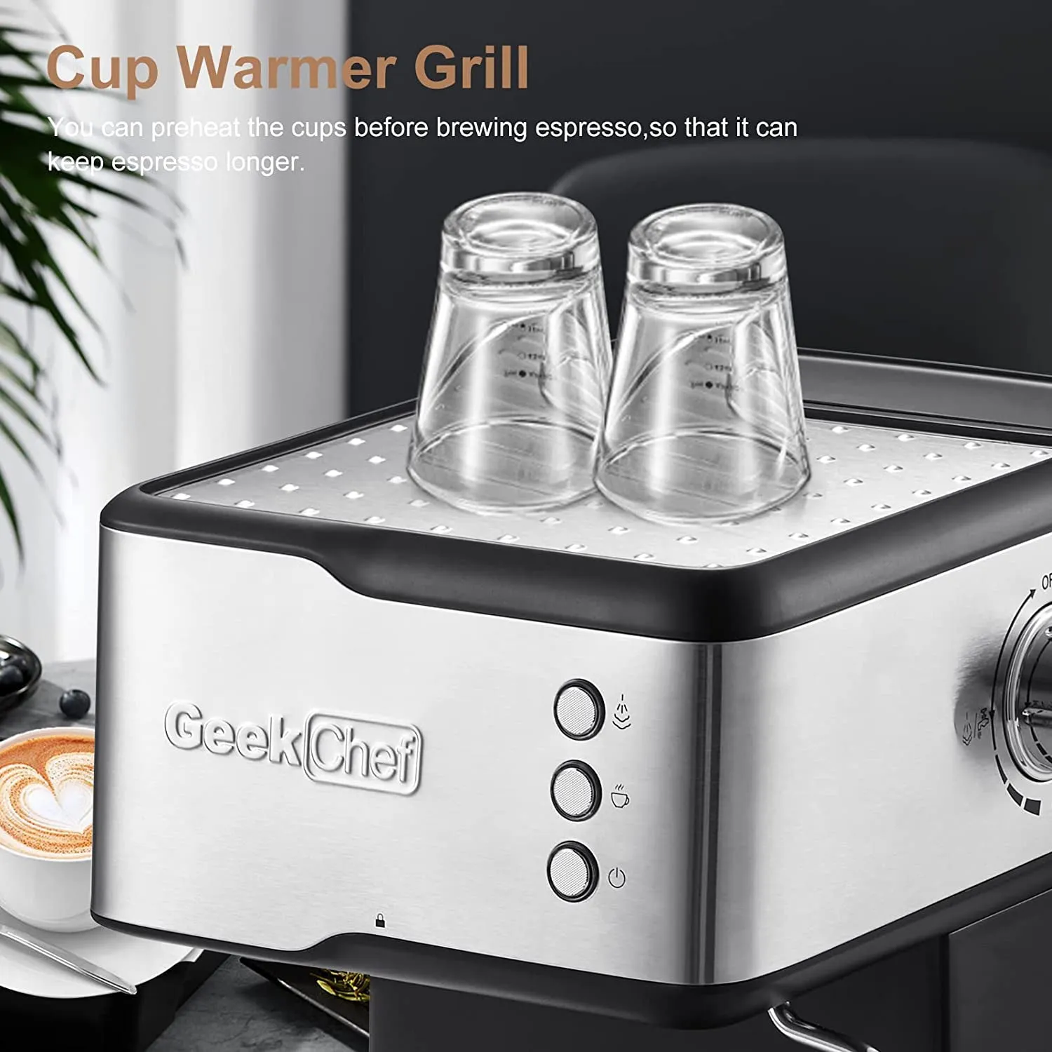 Geek Chef Espresso Machine Coffee with Milk Frother Steam Wand