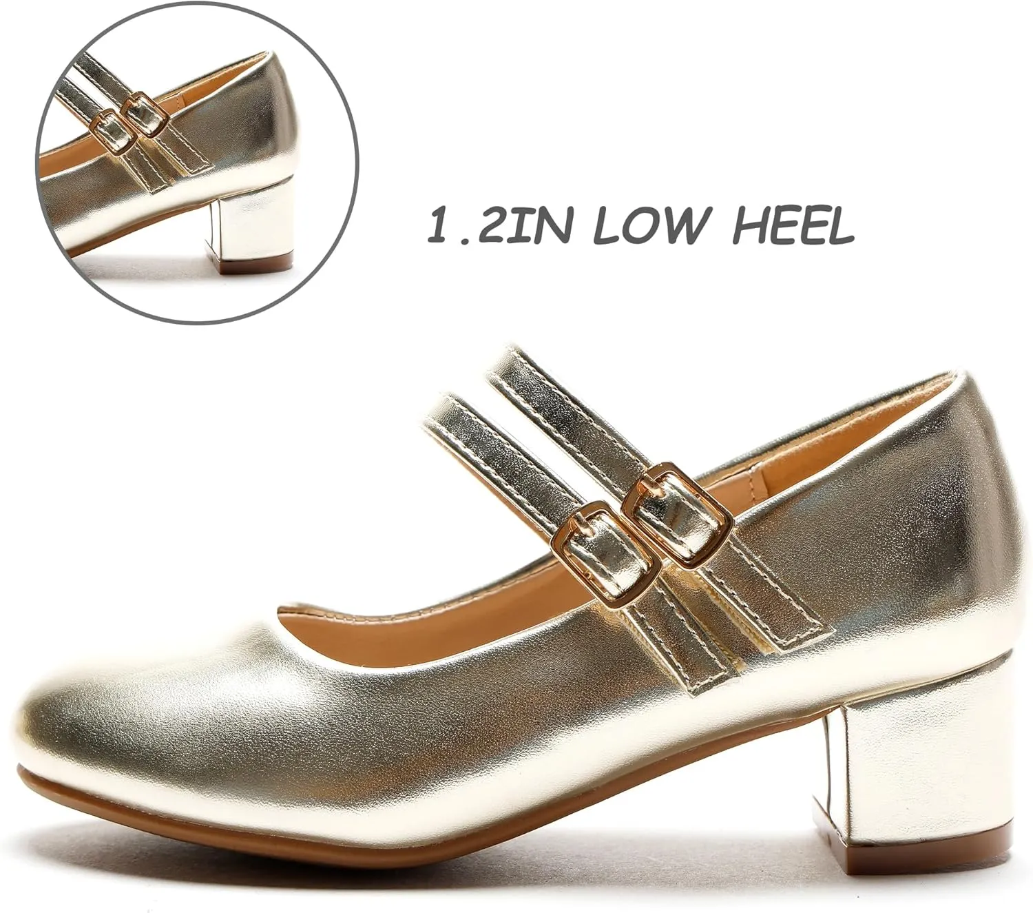 Girls Dress Shoes Low Heel School Girls Wedding Party Mary Jane Princess Pump Shoes