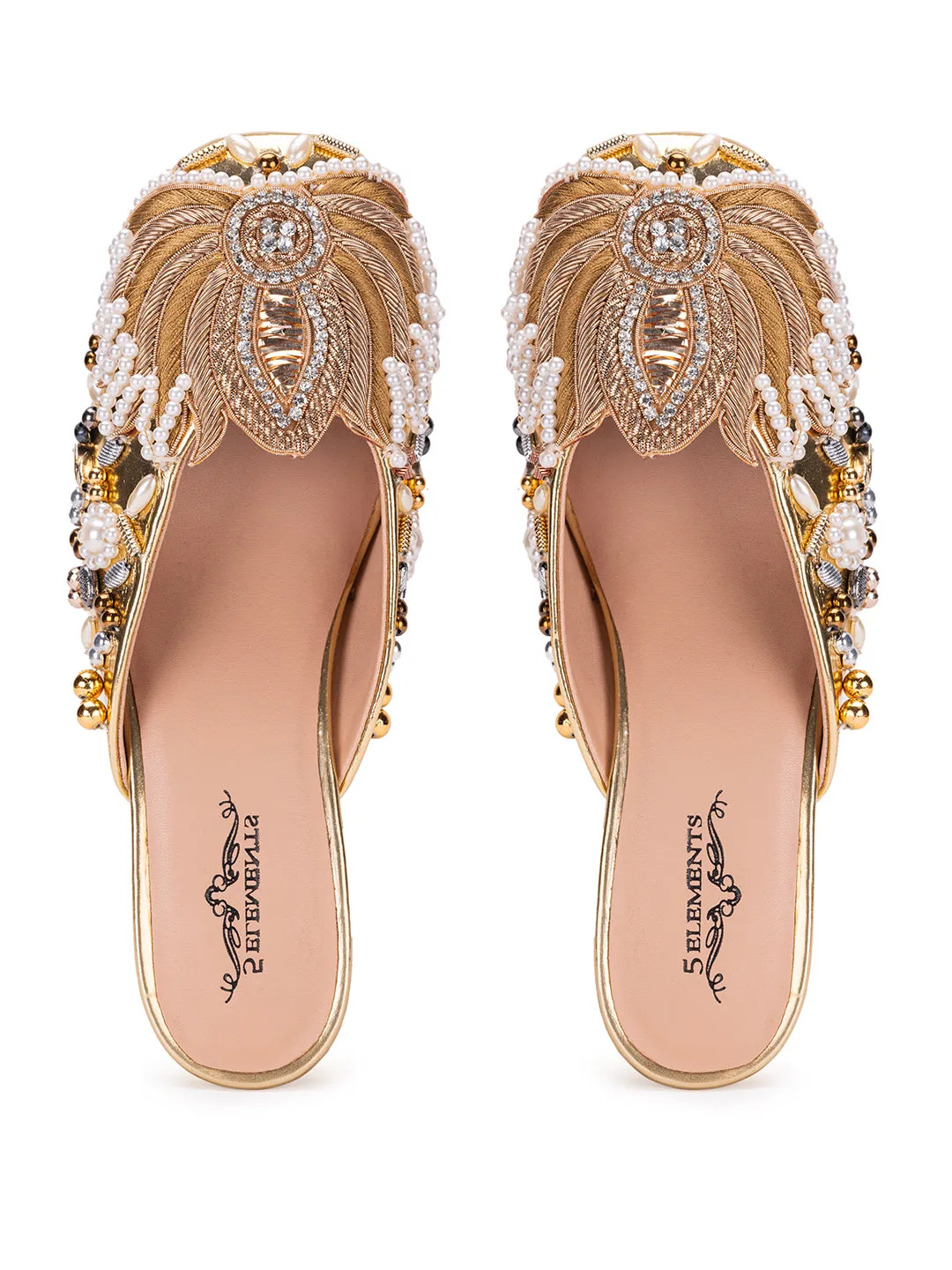 Gold lotus-Mule heel