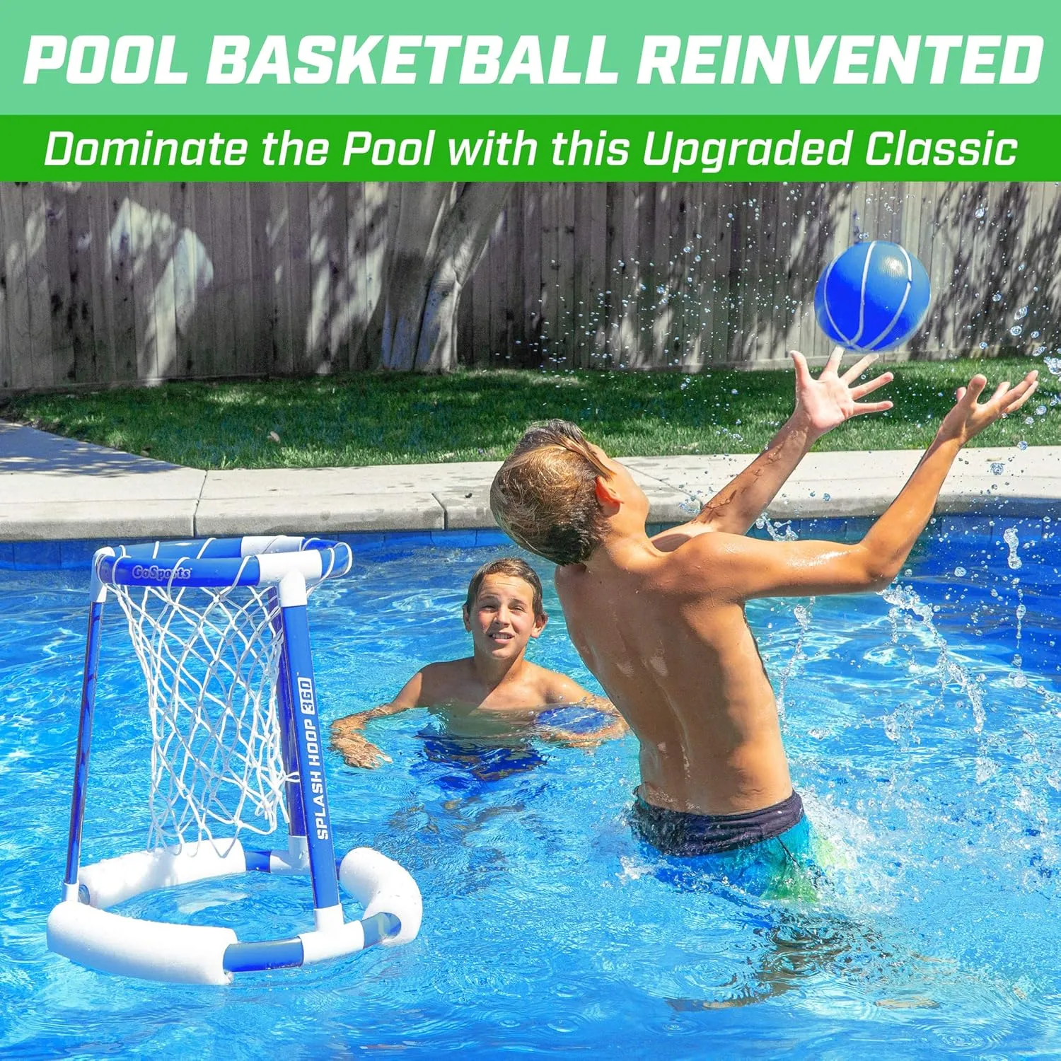 GoSports Splash Hoop 360 Floating Pool Basketball Game - Choose Red or Blue - Includes Hoop, 2 Balls and Pump