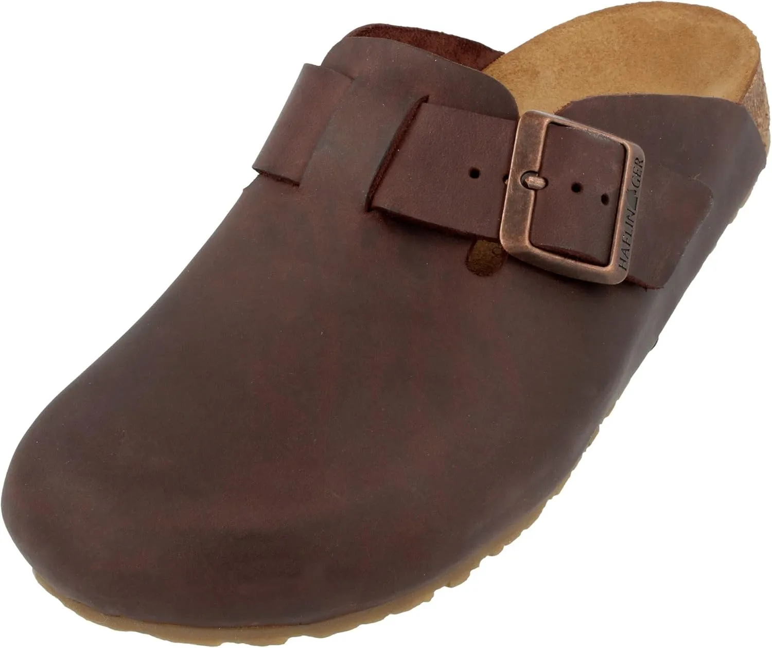 HAFLINGER Porto Elegant Leather Clog with Rubber Sole and Cork Latex Footbed Slipper Unisex