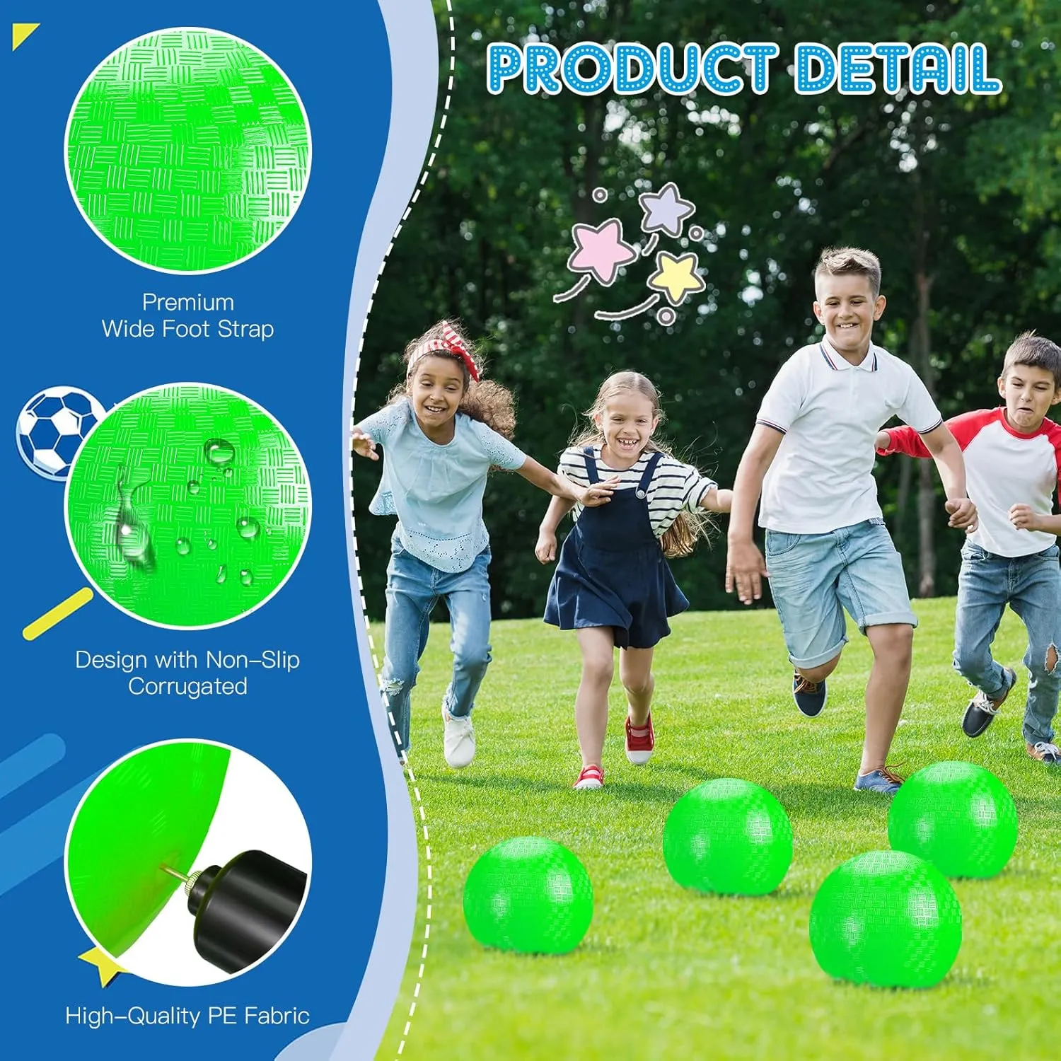 Hanaive 6 Pcs Kickballs 10 Inch Playground Ball Rubber Inflatable Dodgeball with Pump and Storage Bag Bouncy Kickball for Adults Sports Outdoor Activities(Green)