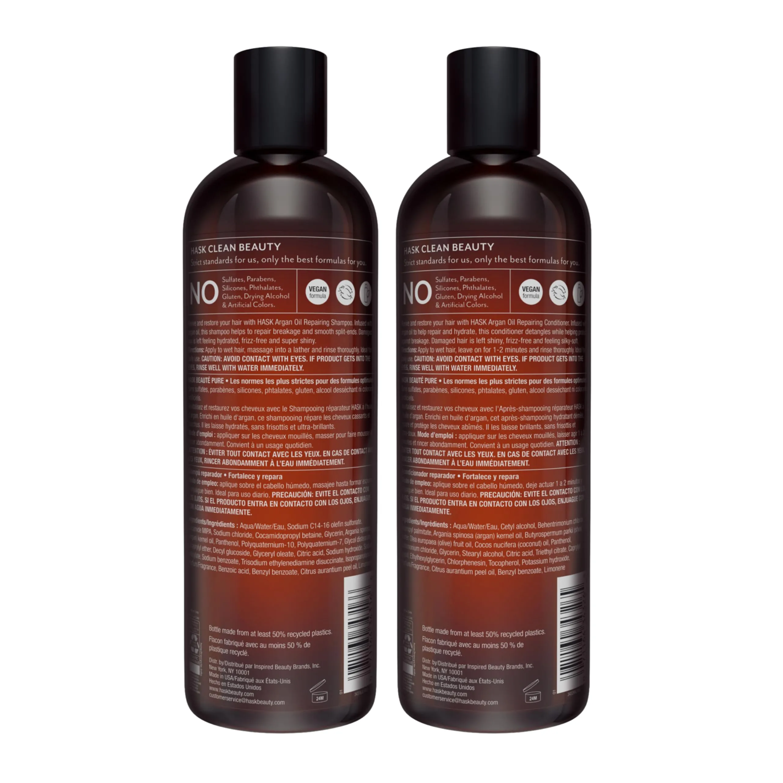HASK Argan Restoring Set: 2 Argan Shine Hair Oil Vials and 1 Shampoo and Conditioner Set