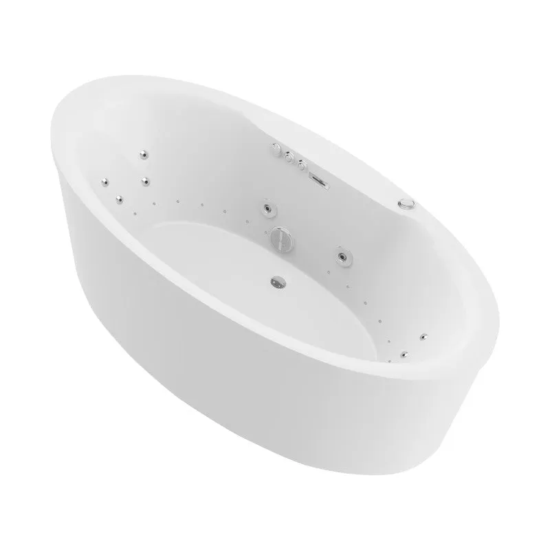 Heidi Series 67 in. x 34 in. Acrylic Combination 50 Gallon Capacity Freestanding Bathtub with Center Drain in White