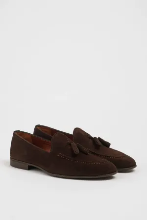 HolloShoe Brown Suede Tassel Loafers