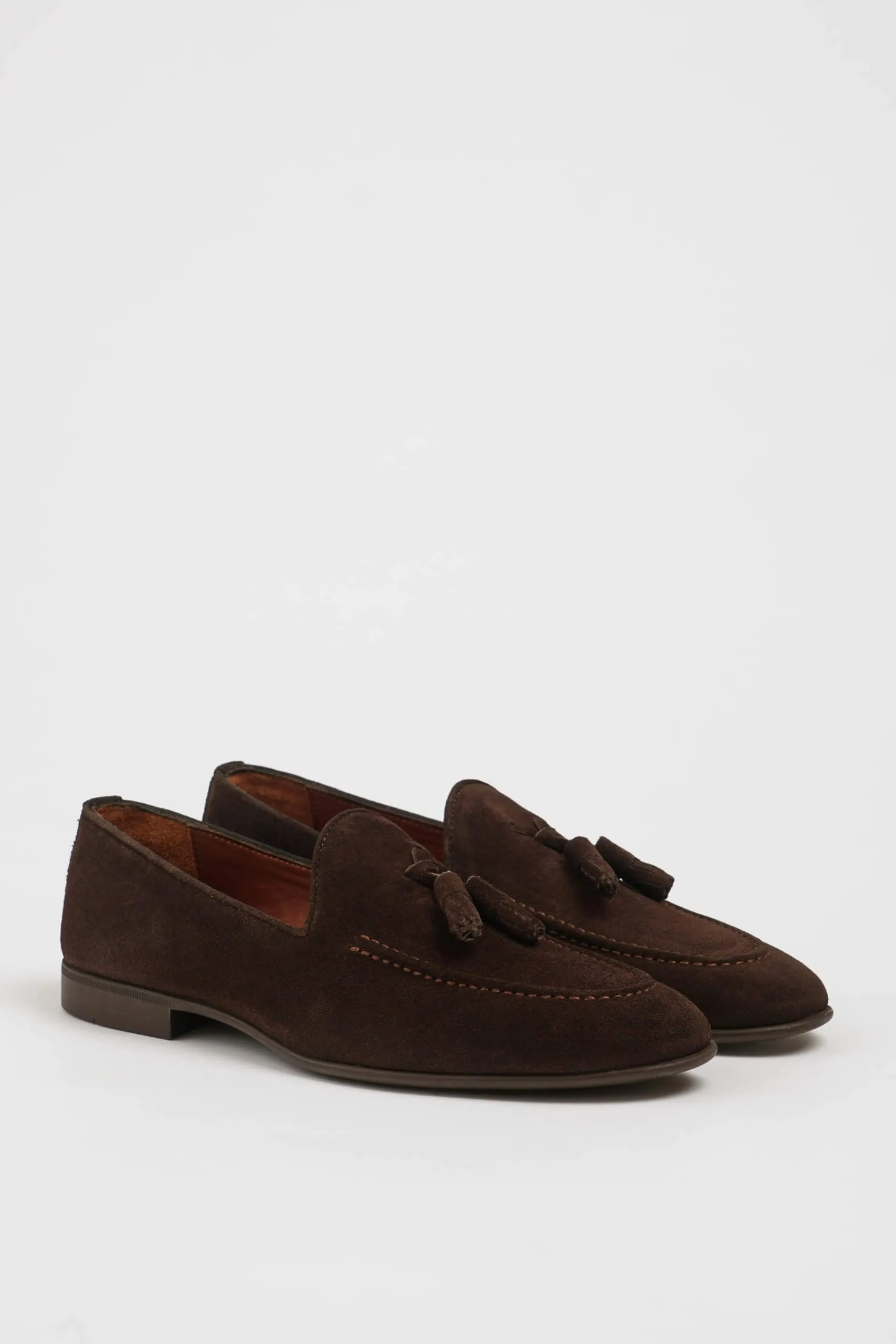 HolloShoe Brown Suede Tassel Loafers