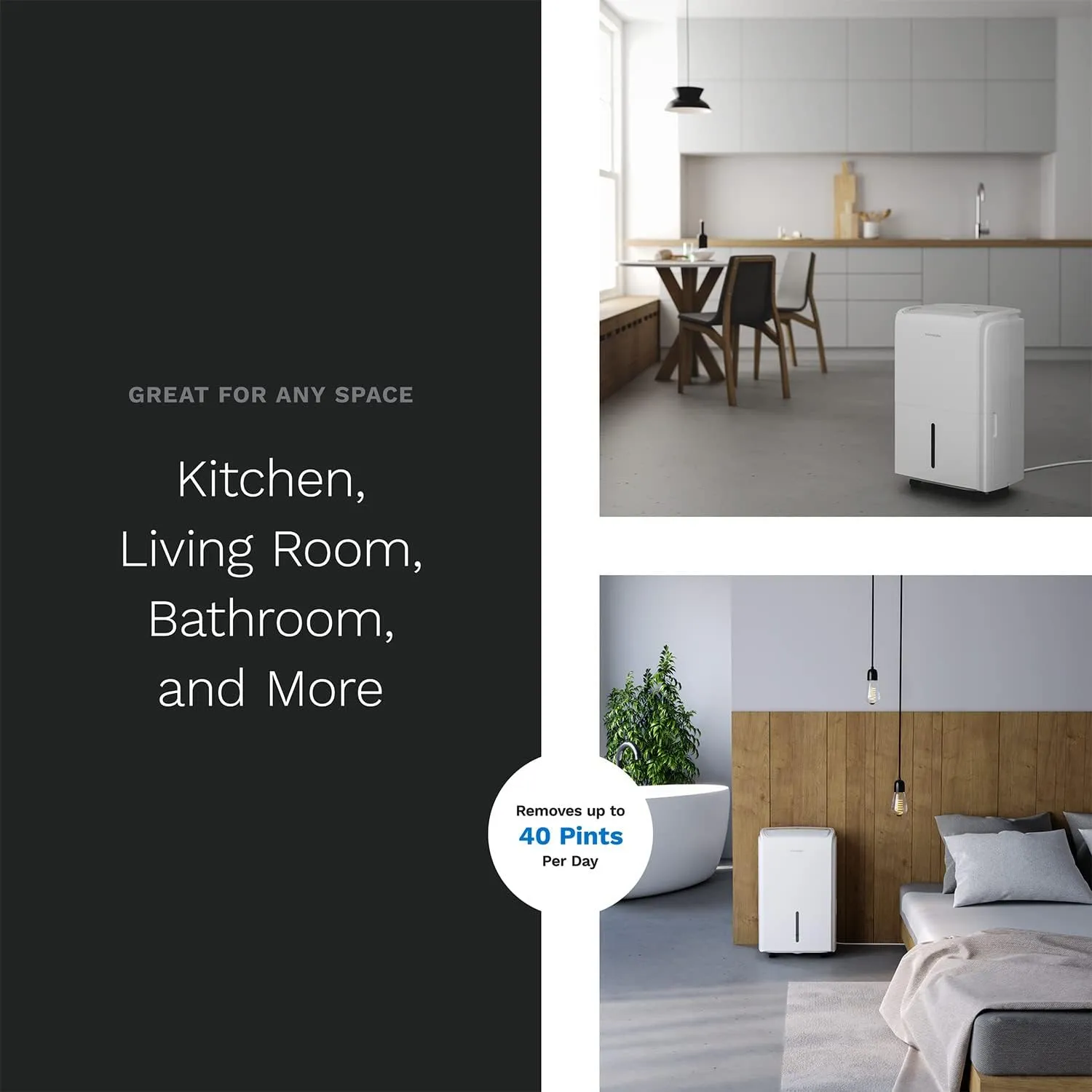 hOmeLabs 3500 Sq. Ft. Dehumidifier with Pump - Ideal for Medium to Large Rooms and Home Basements - Powerful Moisture Removal and Humidity Control - 40 Pint Capacity