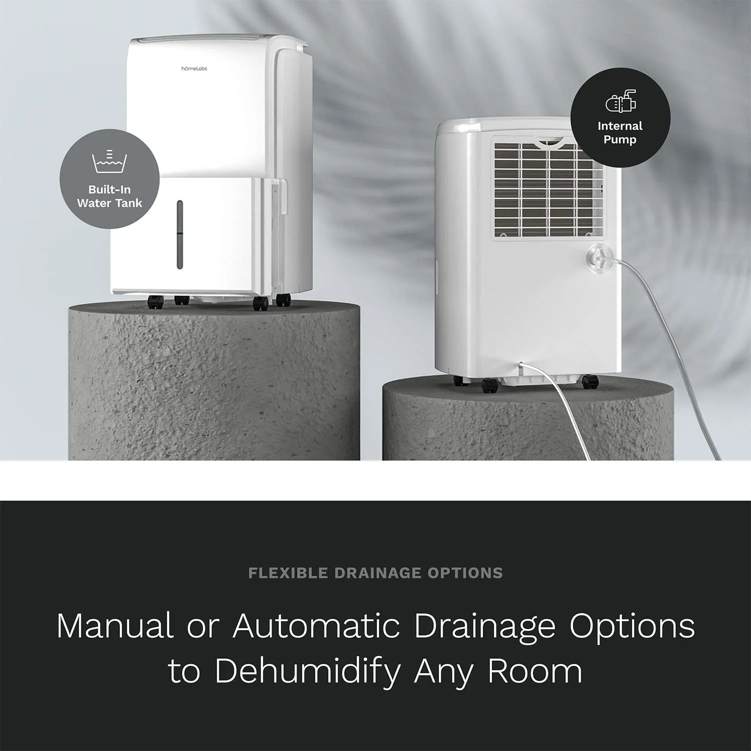 hOmeLabs 3500 Sq. Ft. Dehumidifier with Pump - Ideal for Medium to Large Rooms and Home Basements - Powerful Moisture Removal and Humidity Control - 40 Pint Capacity