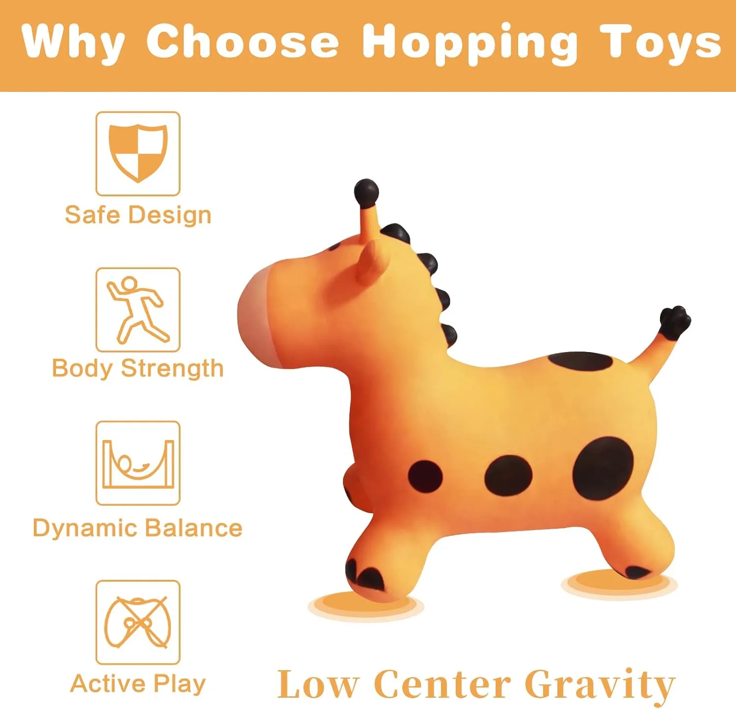 HotMax Bouncy Horse, Inflatable Bouncing Animals Hopper for Toddlers or Kids, Ride on Rubber Jumping Toys for Boy or Girl Birthday Gift (Giraffe)
