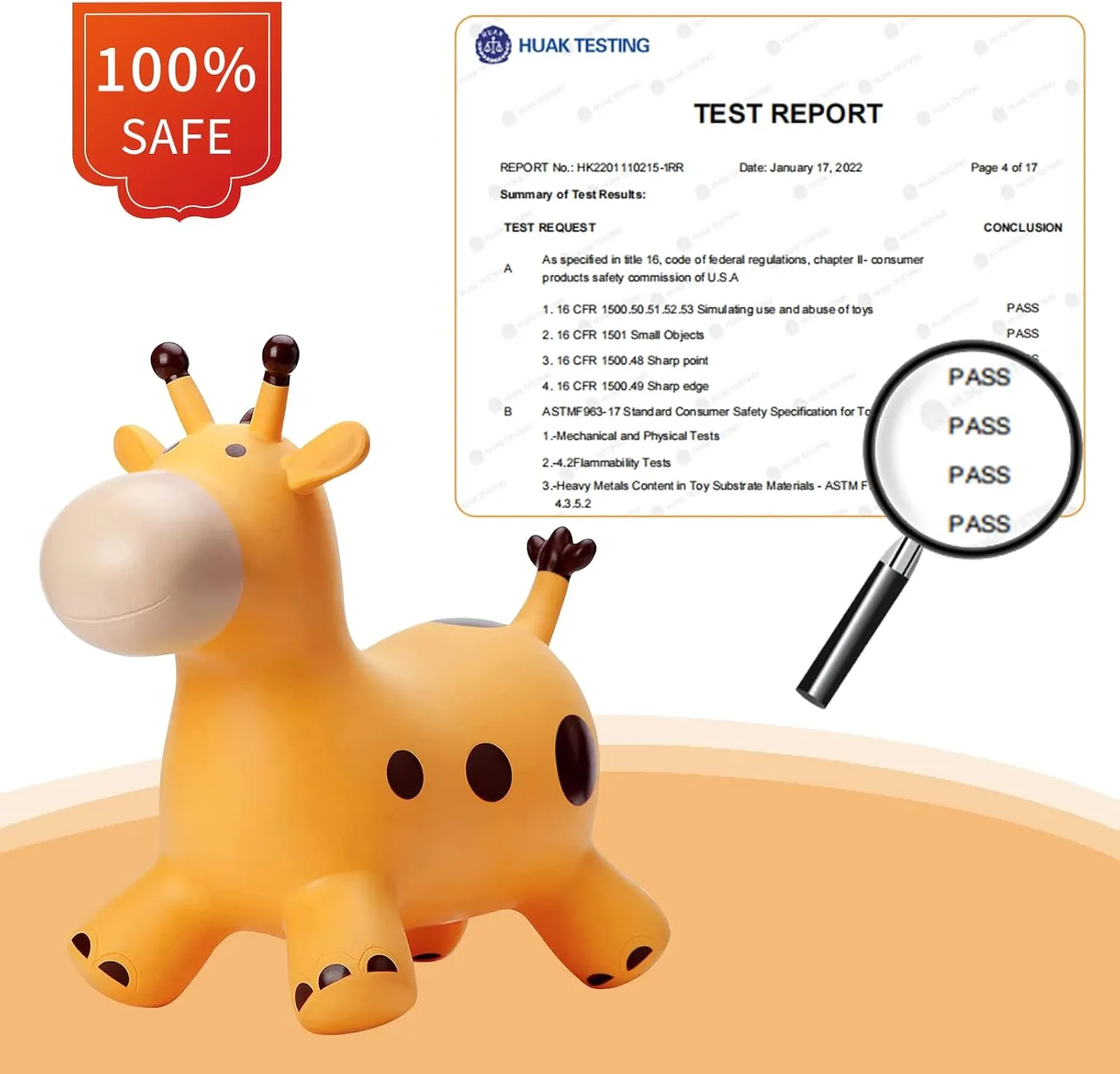 HotMax Bouncy Horse, Inflatable Bouncing Animals Hopper for Toddlers or Kids, Ride on Rubber Jumping Toys for Boy or Girl Birthday Gift (Giraffe)