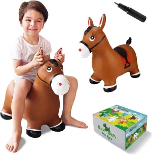 HotMax Bouncy Horse, Inflatable Bouncing Animals Hopper for Toddlers or Kids, Ride on Rubber Jumping Toys for Boy or Girl Birthday Gift (Horse)