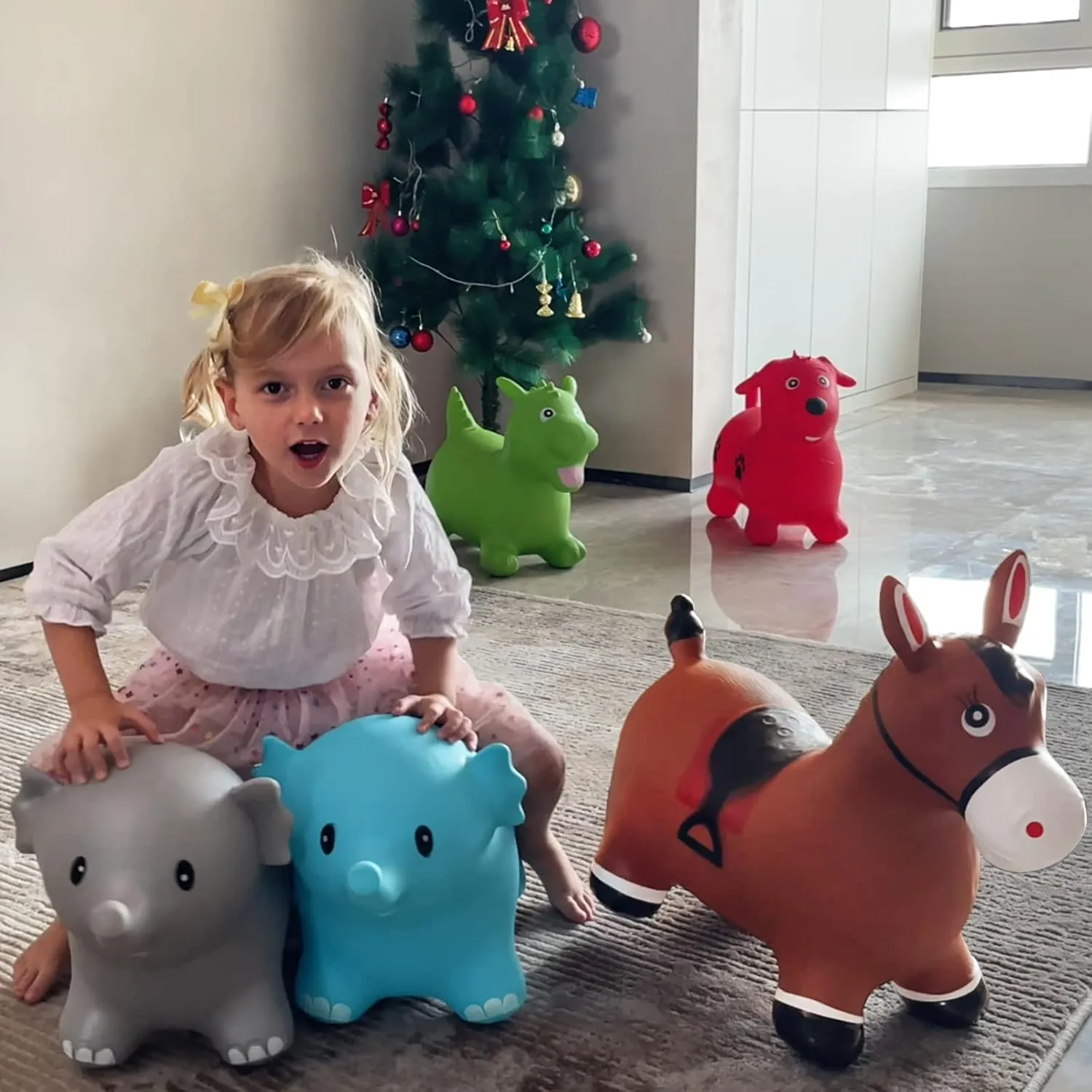 HotMax Bouncy Horse, Inflatable Bouncing Animals Hopper for Toddlers or Kids, Ride on Rubber Jumping Toys for Boy or Girl Birthday Gift (Horse)
