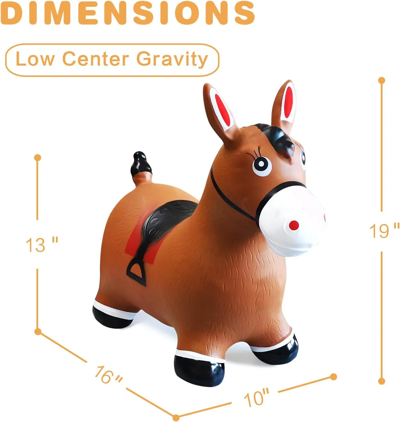 HotMax Bouncy Horse, Inflatable Bouncing Animals Hopper for Toddlers or Kids, Ride on Rubber Jumping Toys for Boy or Girl Birthday Gift (Horse)