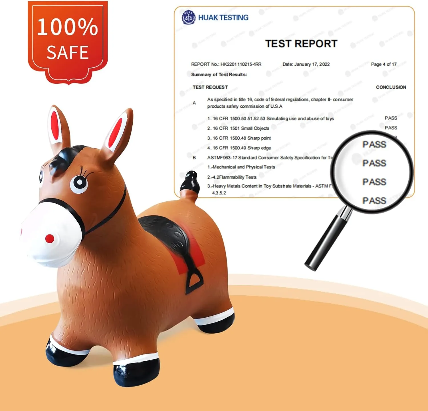 HotMax Bouncy Horse, Inflatable Bouncing Animals Hopper for Toddlers or Kids, Ride on Rubber Jumping Toys for Boy or Girl Birthday Gift (Horse)
