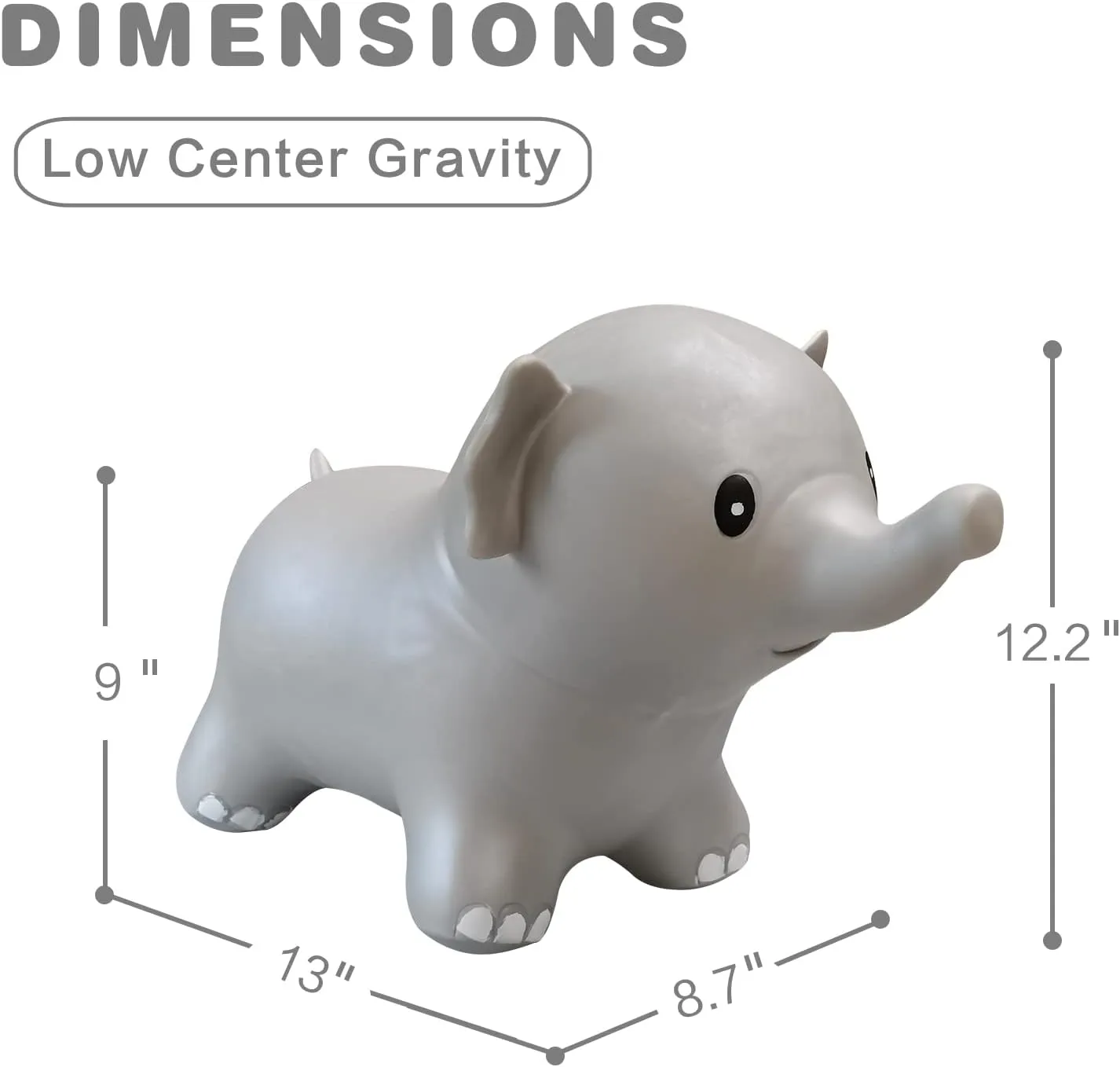 HotMax Bouncy Horse, Inflatable Bouncing Animals Hopper for Toddlers or Kids, Ride on Rubber Jumping Toys for Boy or Girl Birthday Gift(Grey Elephant)