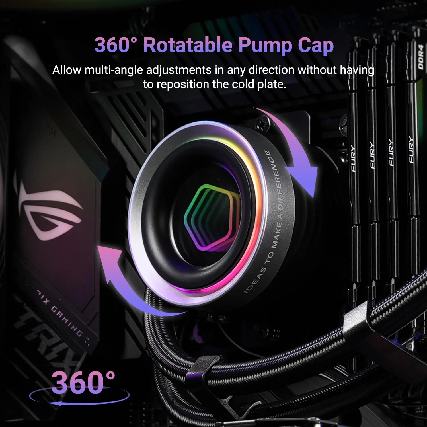 ID-COOLING FX360 INF 360mm Liquid CPU Cooler, AIO Cooler with ARGB Infinity Mirror Effect, 3x120mm Daisy-Chained Fans Low-Noise Operating 27.2dB(A) Max., Intel LGA1851/1700/1200/115X & AMD AM5/AM4