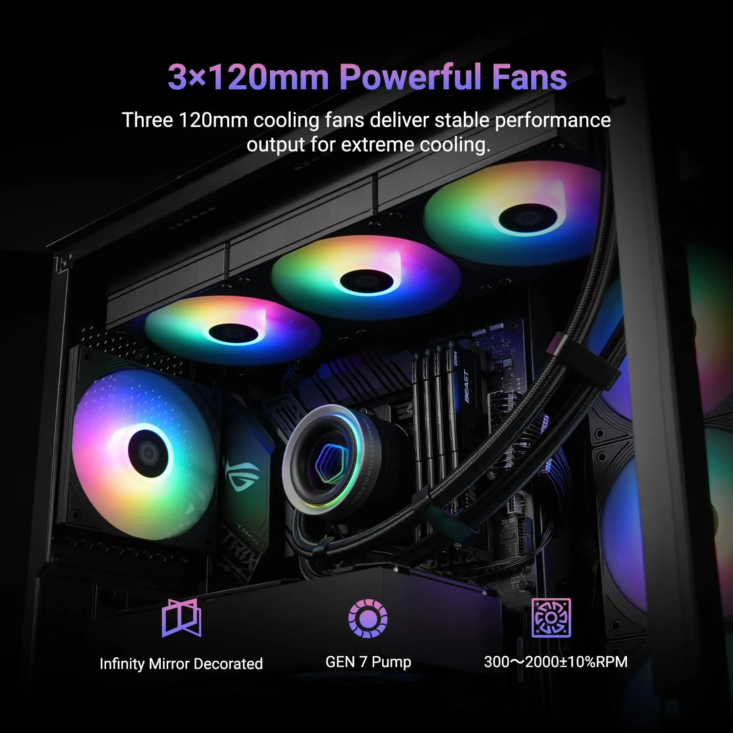 ID-COOLING FX360 INF 360mm Liquid CPU Cooler, AIO Cooler with ARGB Infinity Mirror Effect, 3x120mm Daisy-Chained Fans Low-Noise Operating 27.2dB(A) Max., Intel LGA1851/1700/1200/115X & AMD AM5/AM4
