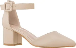 ILLUDE Women’s Heels Pointy Closed Toe Pump Ankle Strap Chunky Low Block Heels