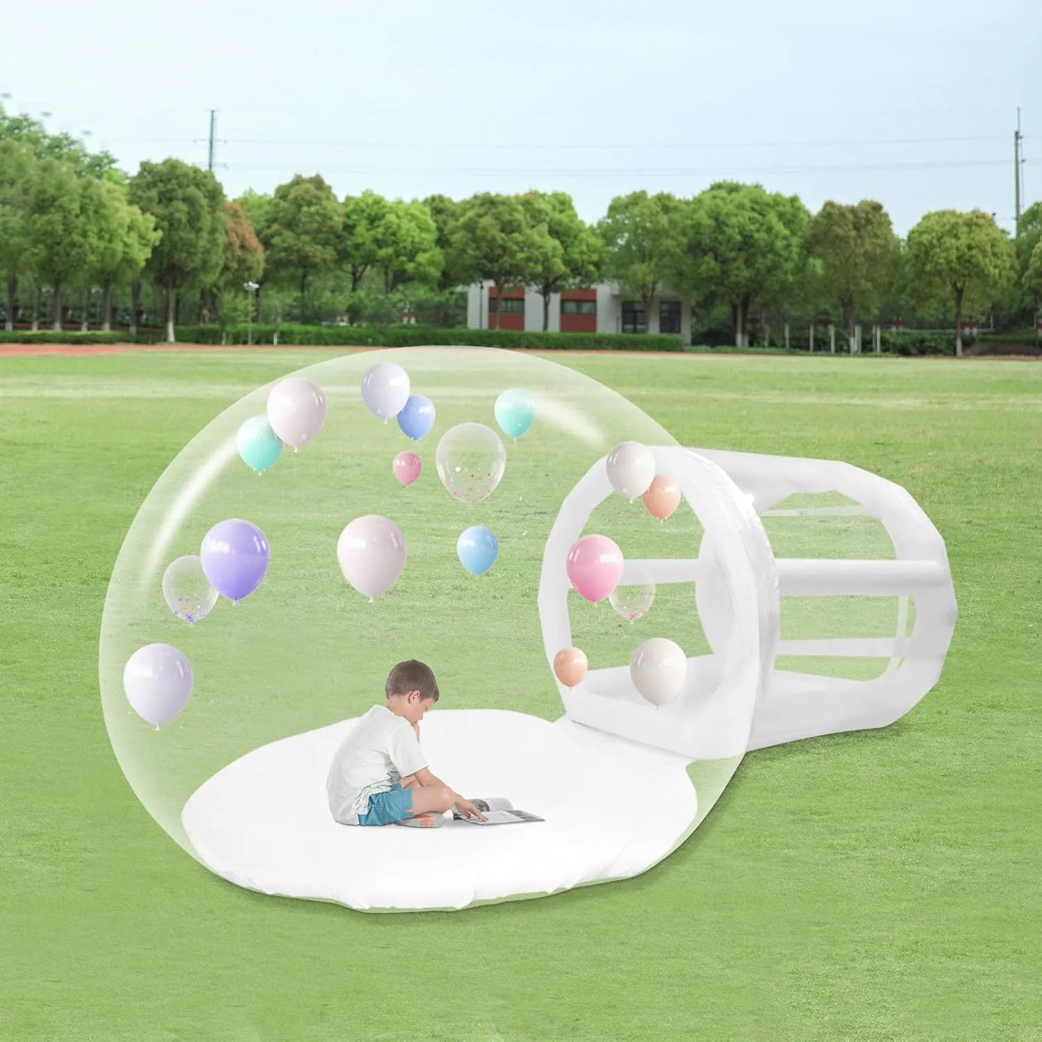 Inflatable Bubble House for Kids, PVC Clear Dome Tent Commercial Camping Cabin Bubble Tent with Air Blower Perfect for Adults Kid Backyard Party Festivals Stargazing Camp Outdoor 10FT 6.5FT