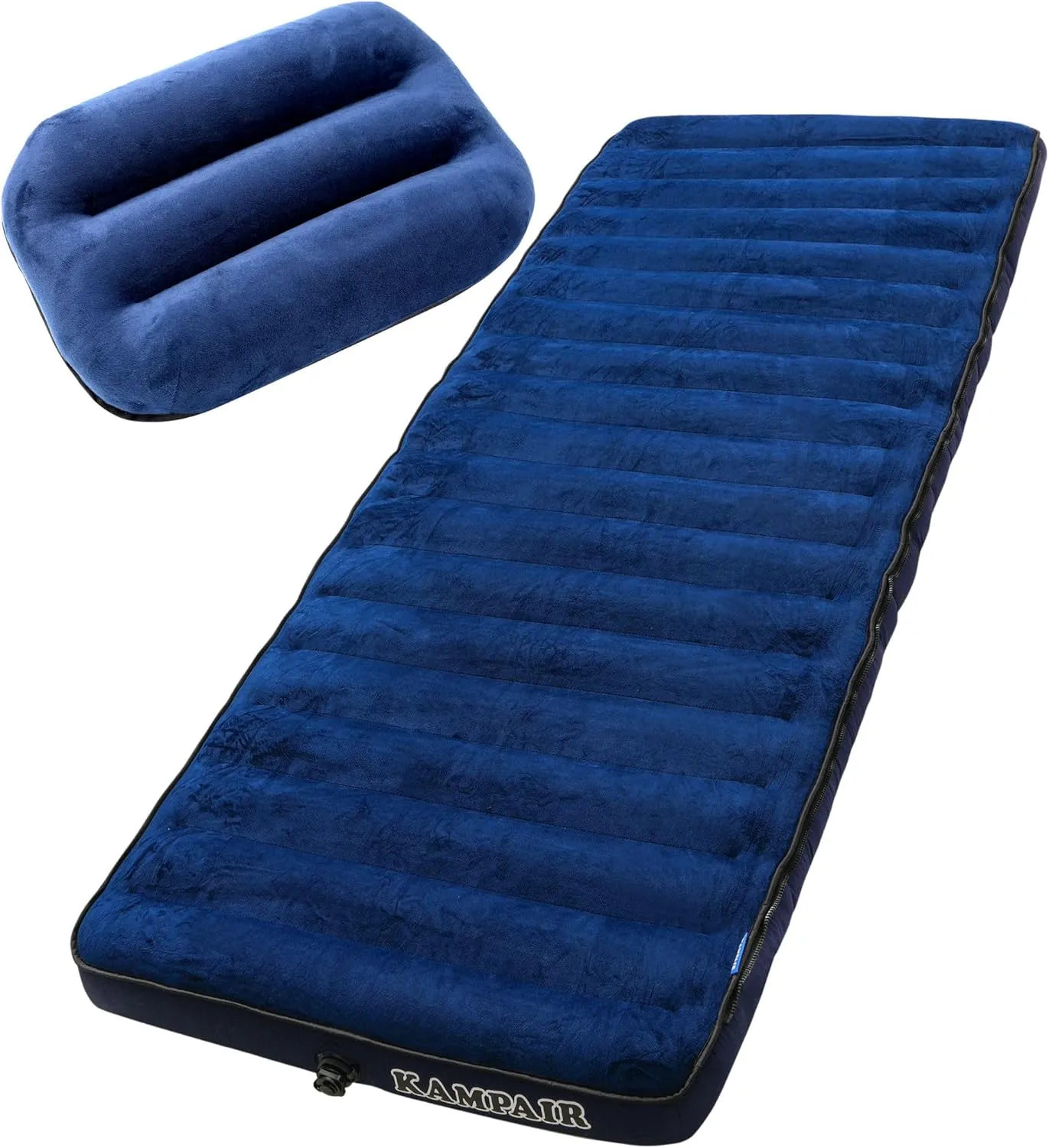 Inflatable Sleeping Pad with Camping Pillow – Extra-Thick 4.75 Inch Air Mattress with Soft Cotton Top, Machine Washable, Family Lightweight 4-Season Set for Camping & Traveling, Blue
