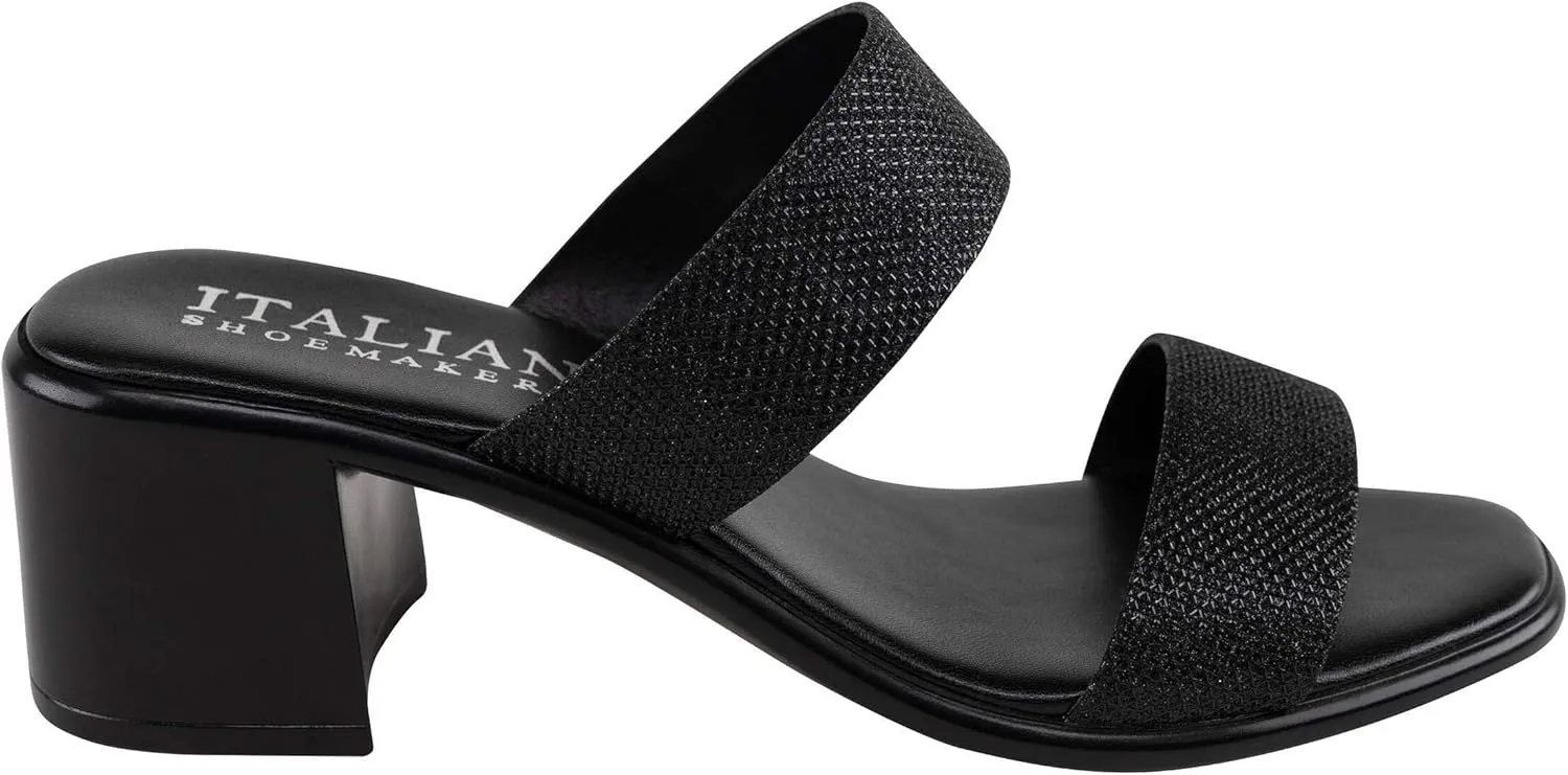 ITALIAN Shoemakers Frannie Womens Chunky Block Heel Strapped Sandal Dressy Open Toe Slide for Women