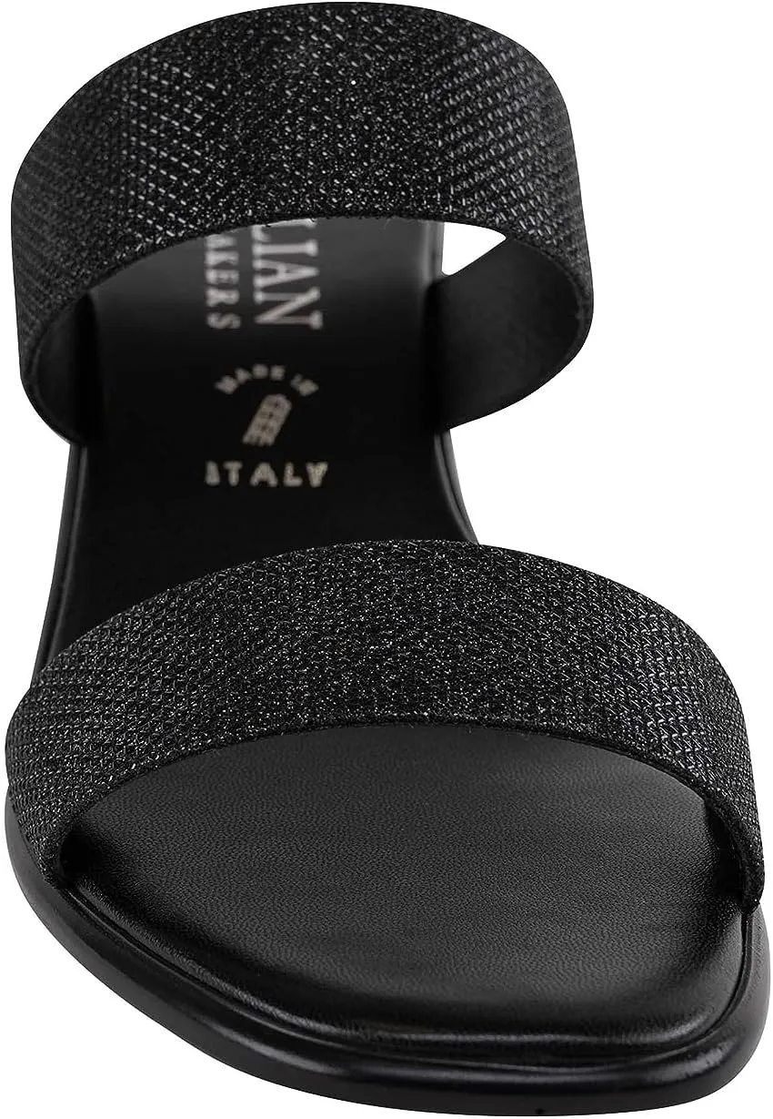 ITALIAN Shoemakers Frannie Womens Chunky Block Heel Strapped Sandal Dressy Open Toe Slide for Women