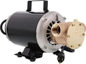 Jabsco 6050-0003 Marine Series Utility General Purpose Pump, 110-Volt, Nitrile Impeller, Open Drip Proof Moto Non-CE, 1" NPT Ports, Bronze