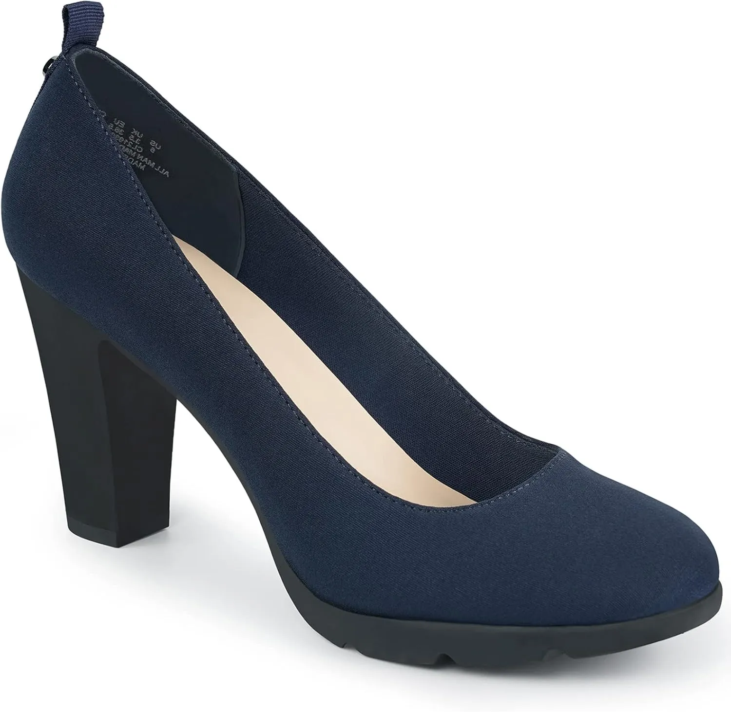 JENN ARDOR Women's Pumps Closed Round Toe Block High Heels 3 inch Leather Pump Shoes