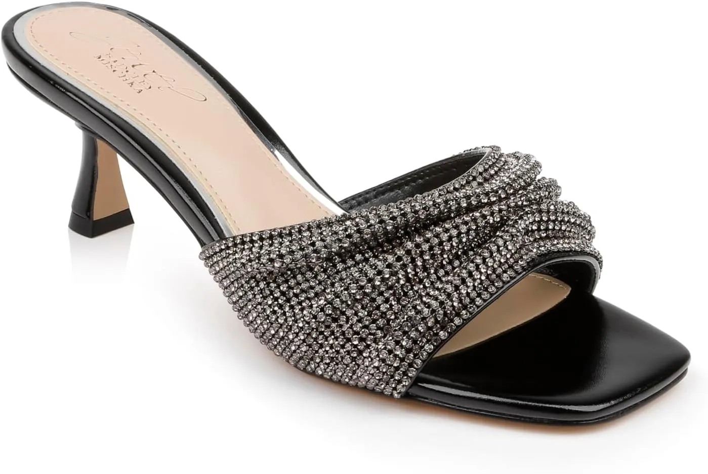 Jewel Badgley Mischka Humor Crystal Mules with Kitten Heel