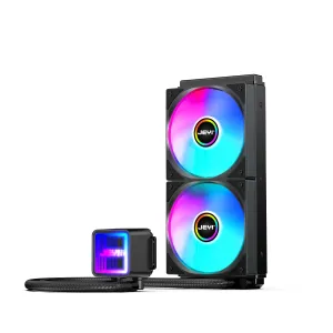 JEYI iArcticStorm 240 Water Cooler Black, Desktop ARGB AIO Liquid CPU Cooler, Intel & AMD TDP 240W, Infinity Mirror Efficient PWM-Controlled Pump, for AMD Ryzen AM5|4, Intel LGA 1851|1700 etc.