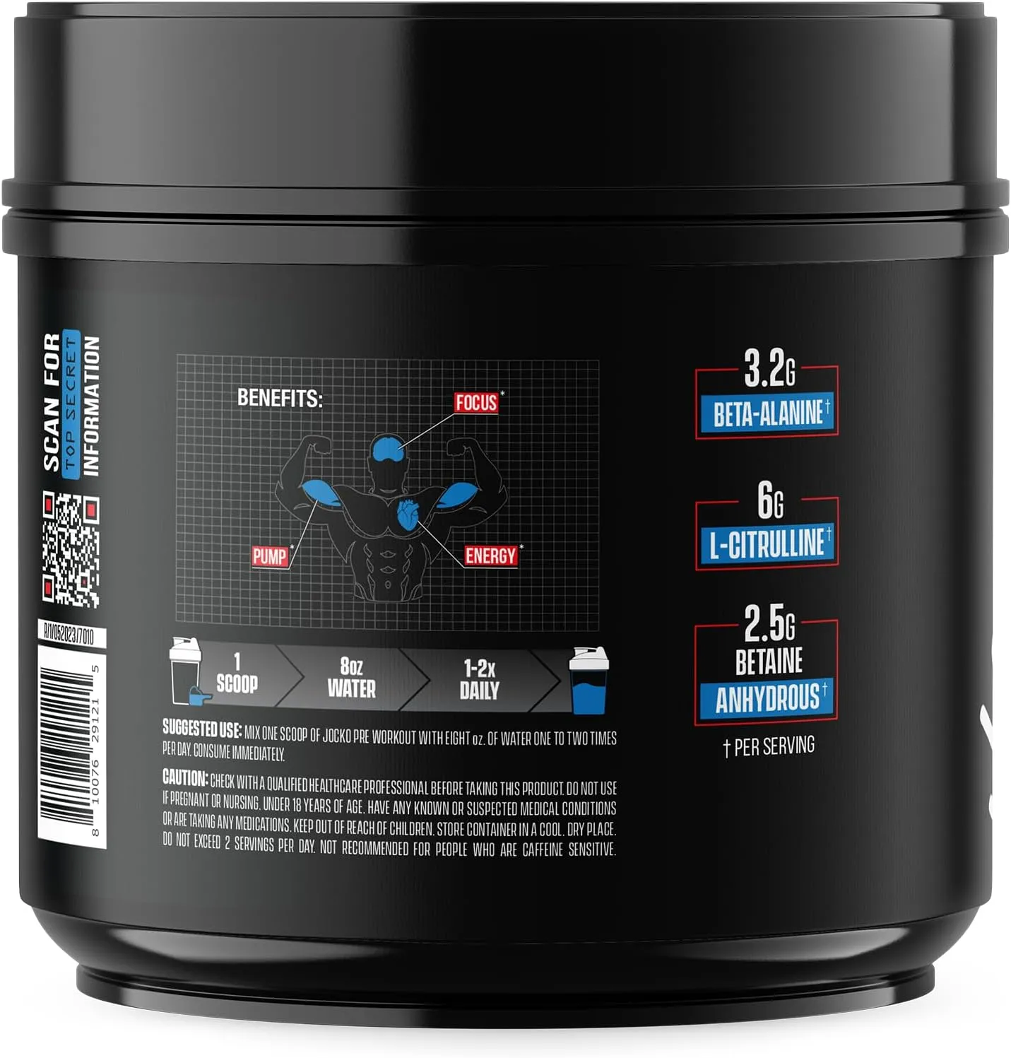 Jocko Fuel Pre Workout for Men & Women - High Stim Low Sugar Blend with Beta Alanine   L-Citrulline, Support Muscle Pump, Energy, & Recovery, 200mg of Caffeine Nitro Pop, 30 Servings 1.31lbs (594 G)
