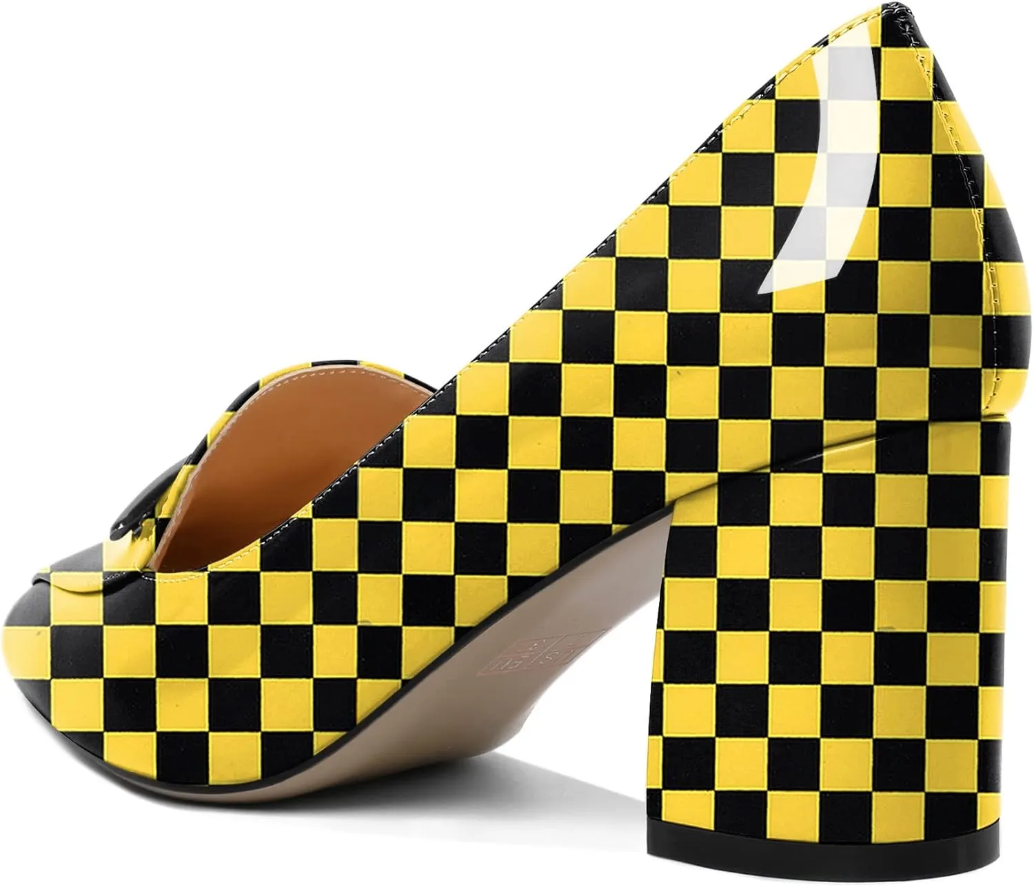 Joseywade Women's Block Heel Loafer Pumps with Trim Solid Patent Dress Shoes for Wedding Party Casual