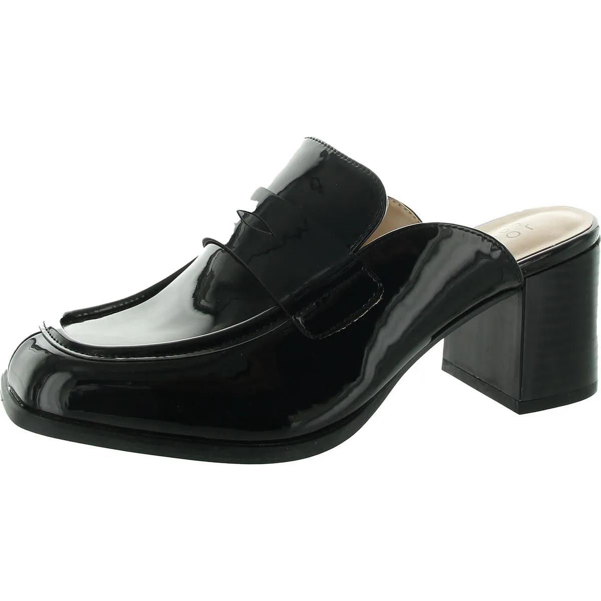 Journee Collection Womens Solid Patent Loafer Heels