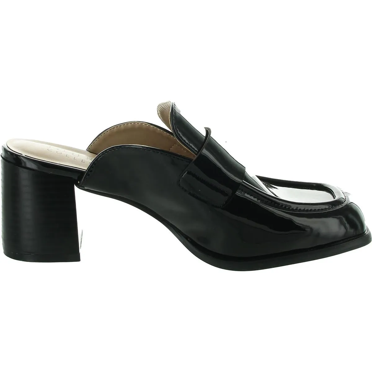 Journee Collection Womens Solid Patent Loafer Heels