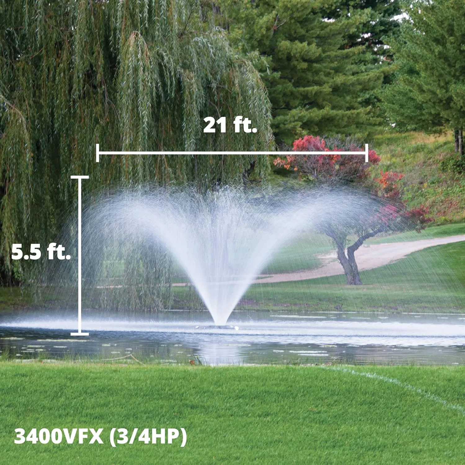 Kasco VFX Series Aerating Pond Fountain – 3/4 Horse Power 120V, Single Phase with 100 ft Electric Power Cord | Pond Aerator Pump for Ponds & Lakes | Efficient Pond Aeration Systems Black