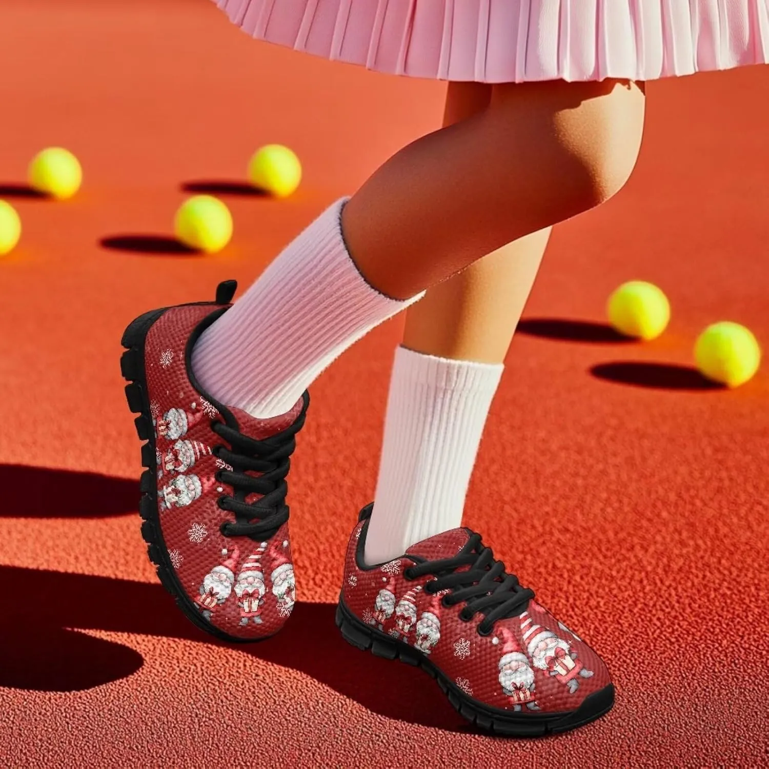 Kids Christmas Sneaker Soft Breathable Lightweight Anti-Slip Tennis Shoes for Litter Kids Lace-Up Athletic Outdoor School Footwear Running Shoes for Big Kid US 11-5
