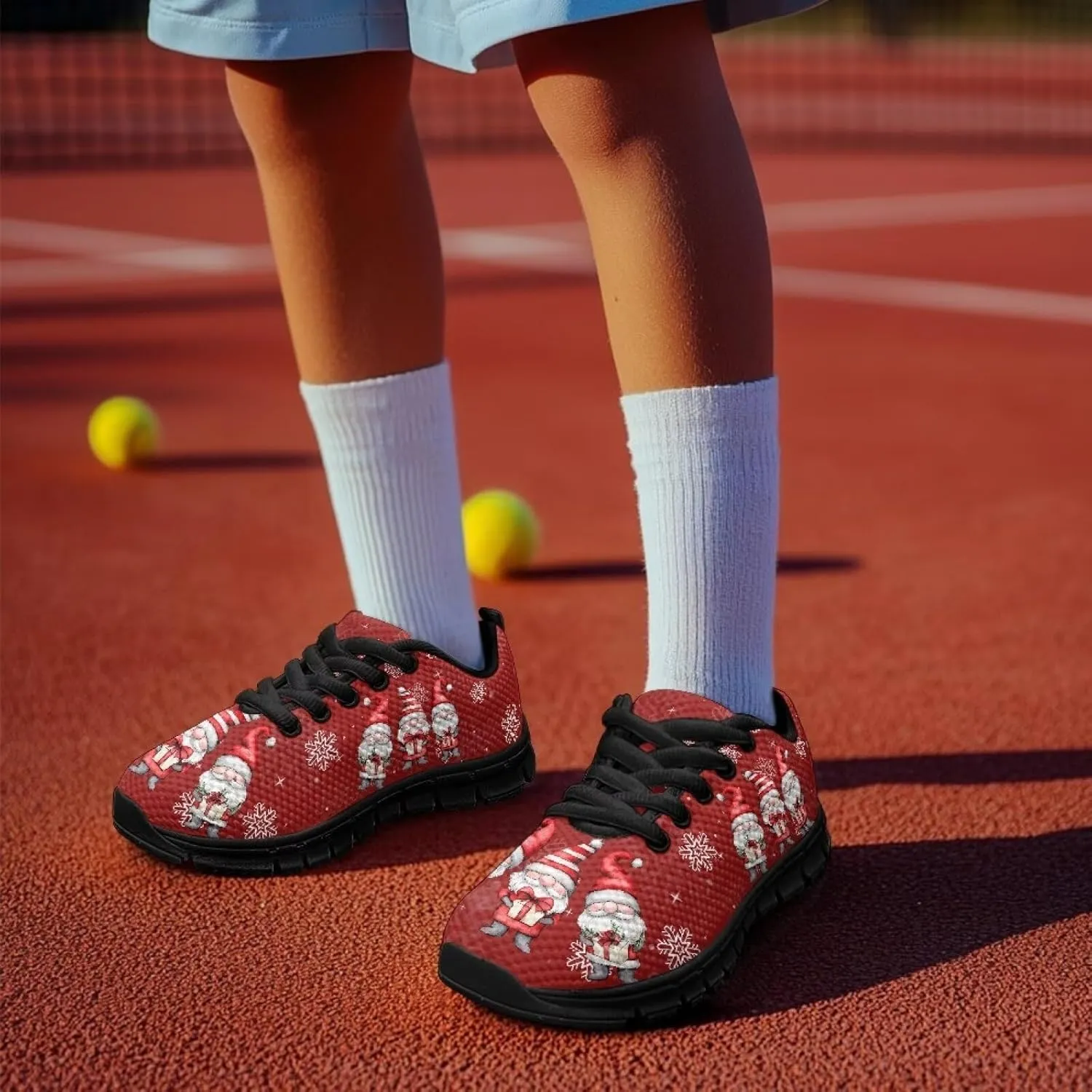 Kids Christmas Sneaker Soft Breathable Lightweight Anti-Slip Tennis Shoes for Litter Kids Lace-Up Athletic Outdoor School Footwear Running Shoes for Big Kid US 11-5