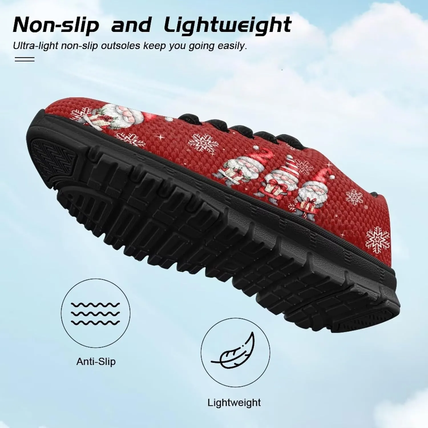 Kids Christmas Sneaker Soft Breathable Lightweight Anti-Slip Tennis Shoes for Litter Kids Lace-Up Athletic Outdoor School Footwear Running Shoes for Big Kid US 11-5