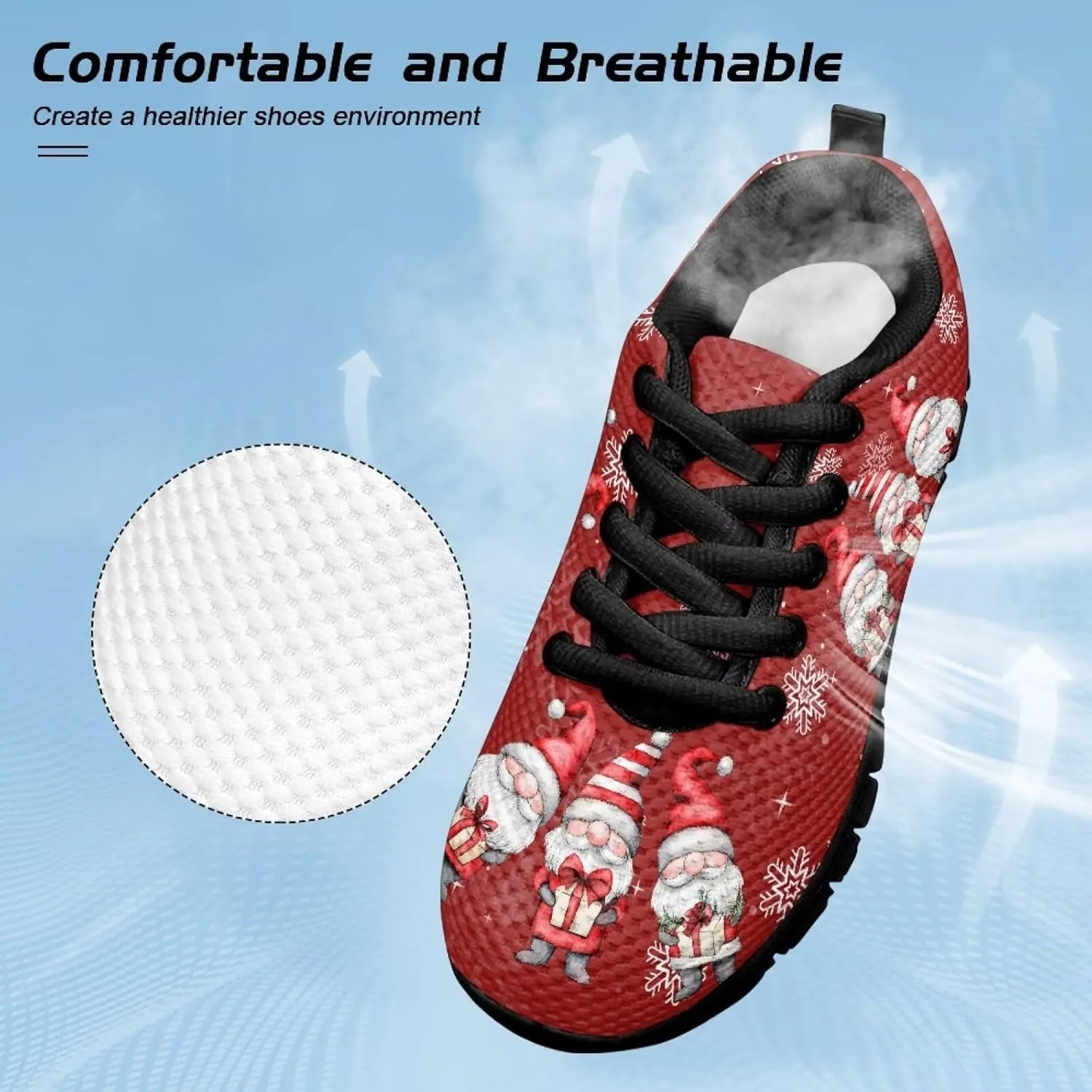 Kids Christmas Sneaker Soft Breathable Lightweight Anti-Slip Tennis Shoes for Litter Kids Lace-Up Athletic Outdoor School Footwear Running Shoes for Big Kid US 11-5