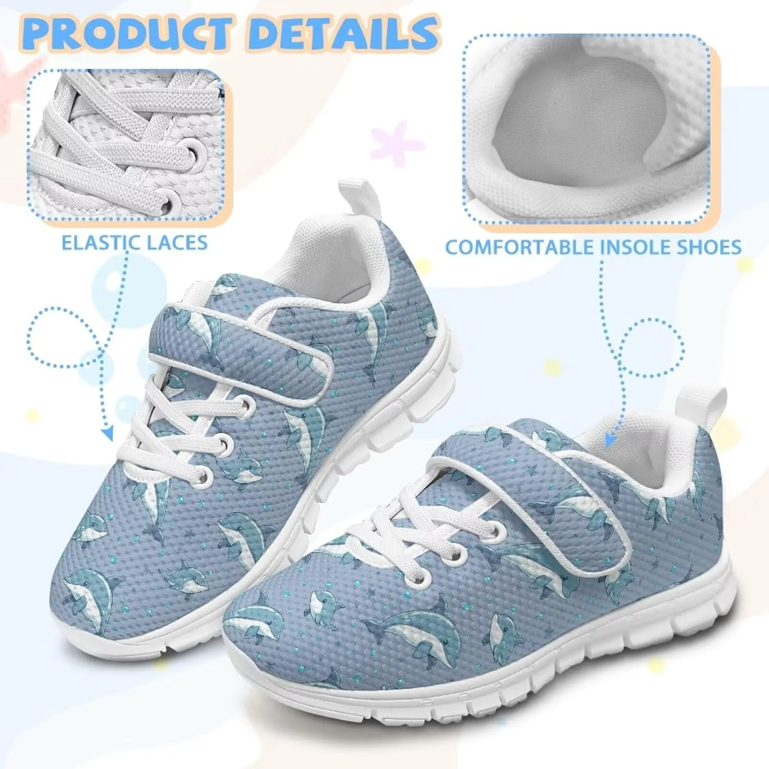 Kids Shoes Comfortable Athletic Running Breathable Hook and Loops Shoes for Litter Kids Non-Slip School Sport Sneaker for Boys Girls US 11-15