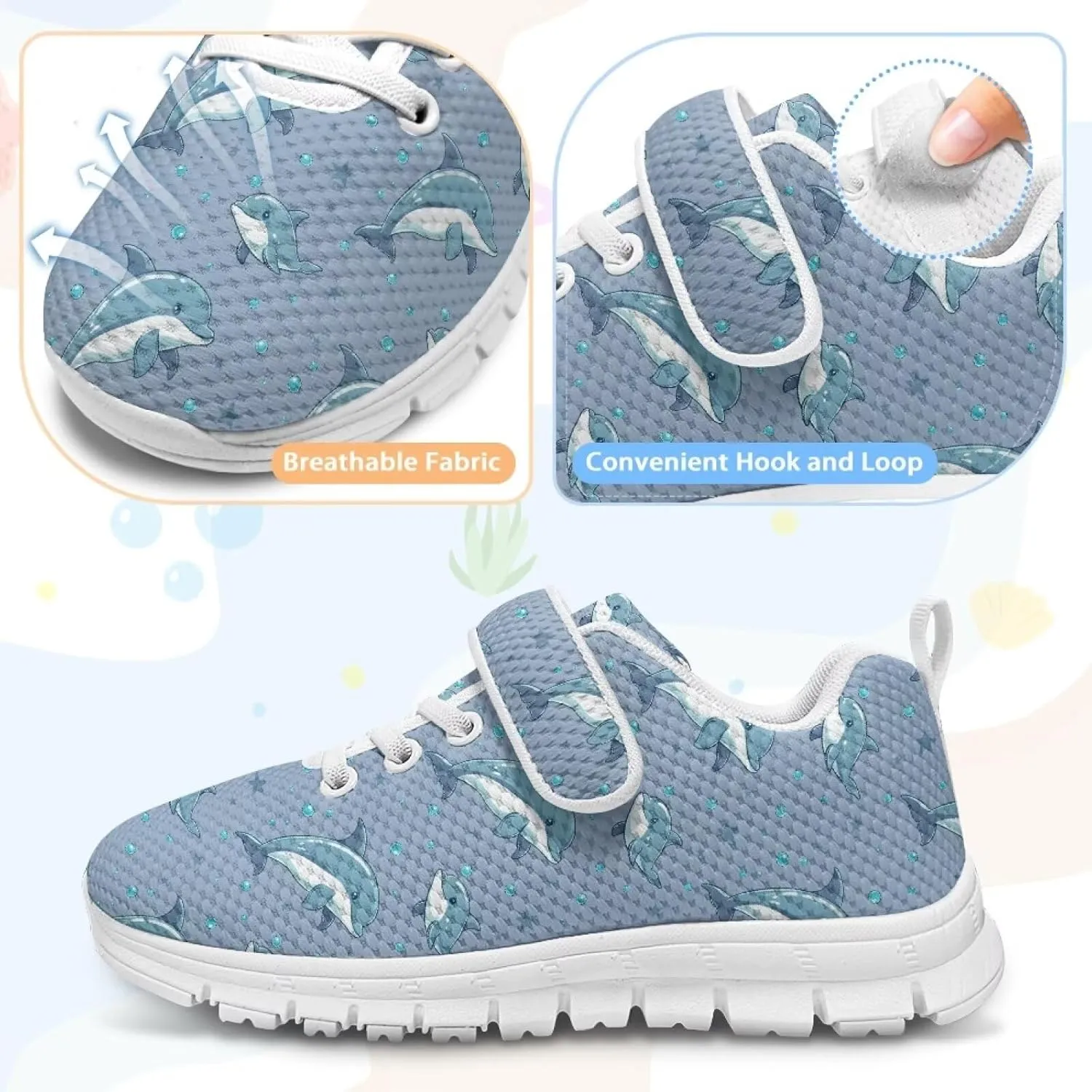 Kids Shoes Comfortable Athletic Running Breathable Hook and Loops Shoes for Litter Kids Non-Slip School Sport Sneaker for Boys Girls US 11-15