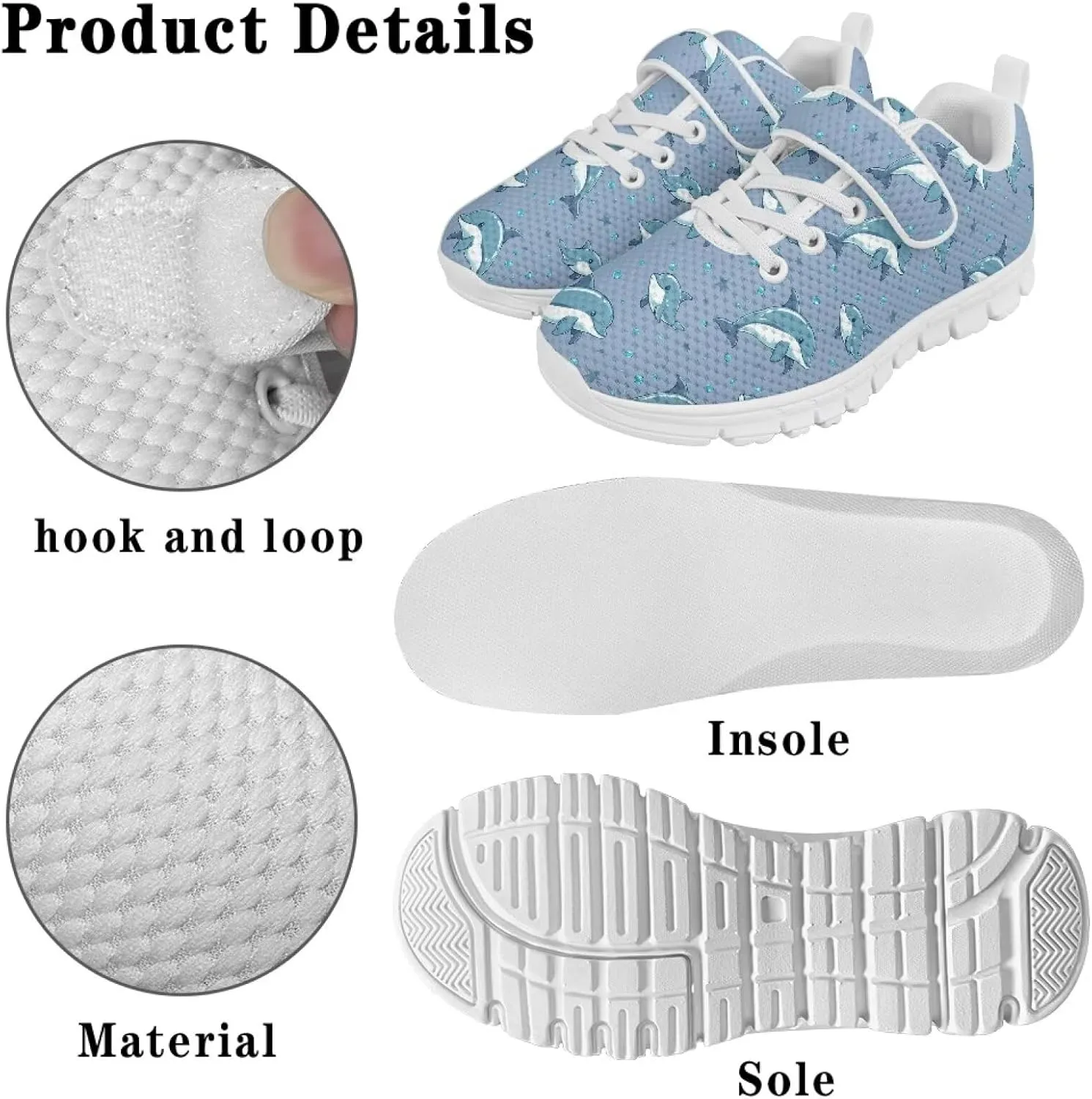 Kids Shoes Comfortable Athletic Running Breathable Hook and Loops Shoes for Litter Kids Non-Slip School Sport Sneaker for Boys Girls US 11-15