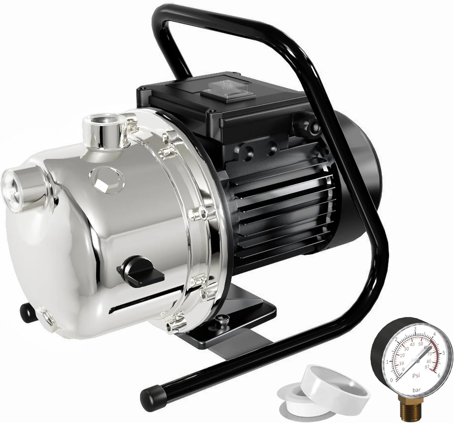 Lanchez 1.2 HP Portable Shallow Well Pump Garden Pump, 1828 GPH Stainless Steel Sprinkler Pump, 115V Water Transfer Draining Irrigation Pump for Lawn