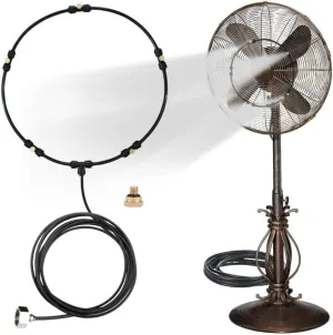 LANDGARDEN Outdoor Misting Fan Kit for a Cool Patio Breeze,Water Mister Spray for Cooling Outdoor,19.36FT (5.9M) Misting Line   5 Brass Mist Nozzles   a Brass Adapter(3/4) Fit to Any Outdoor Fan