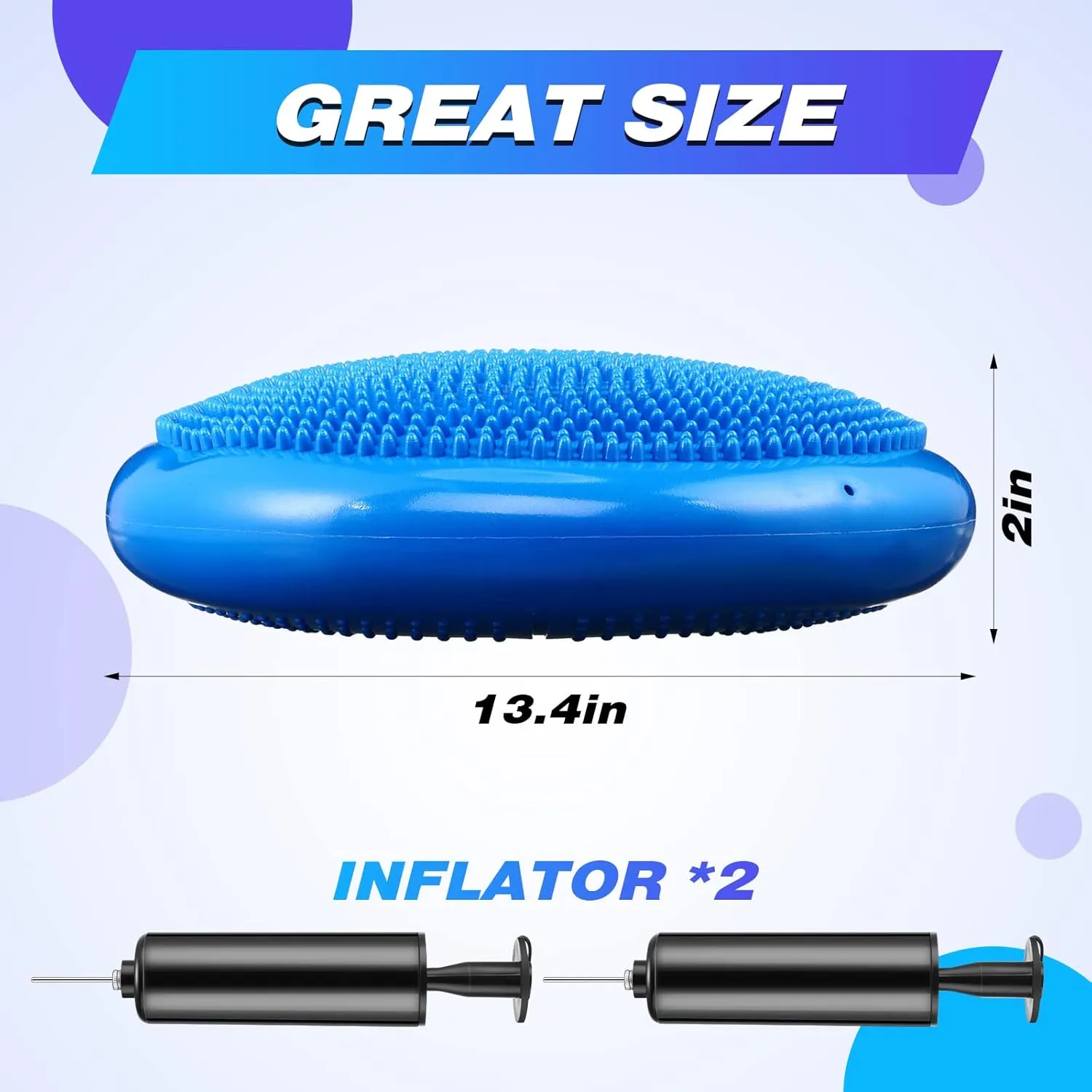 Leitee 10 Pcs Inflated Wobble Cushion Balance Disc Wiggle Seat with Needle Pump Sensory Balance Cushion for Exercise Fitness Yoga Strengthen Core Stability Physical Therapy Home
