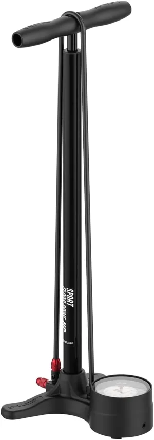 LEZYNE Sport Floor Drive 3.5 High Pressure Bicycle Floor Pump with 3.5" Analog Gauge - Durable 220 PSI Tire Air Pump for Road/Track Bikes - Fits Presta/Schrader Valve - ABS-1 Pro Chuck or Dual Valve