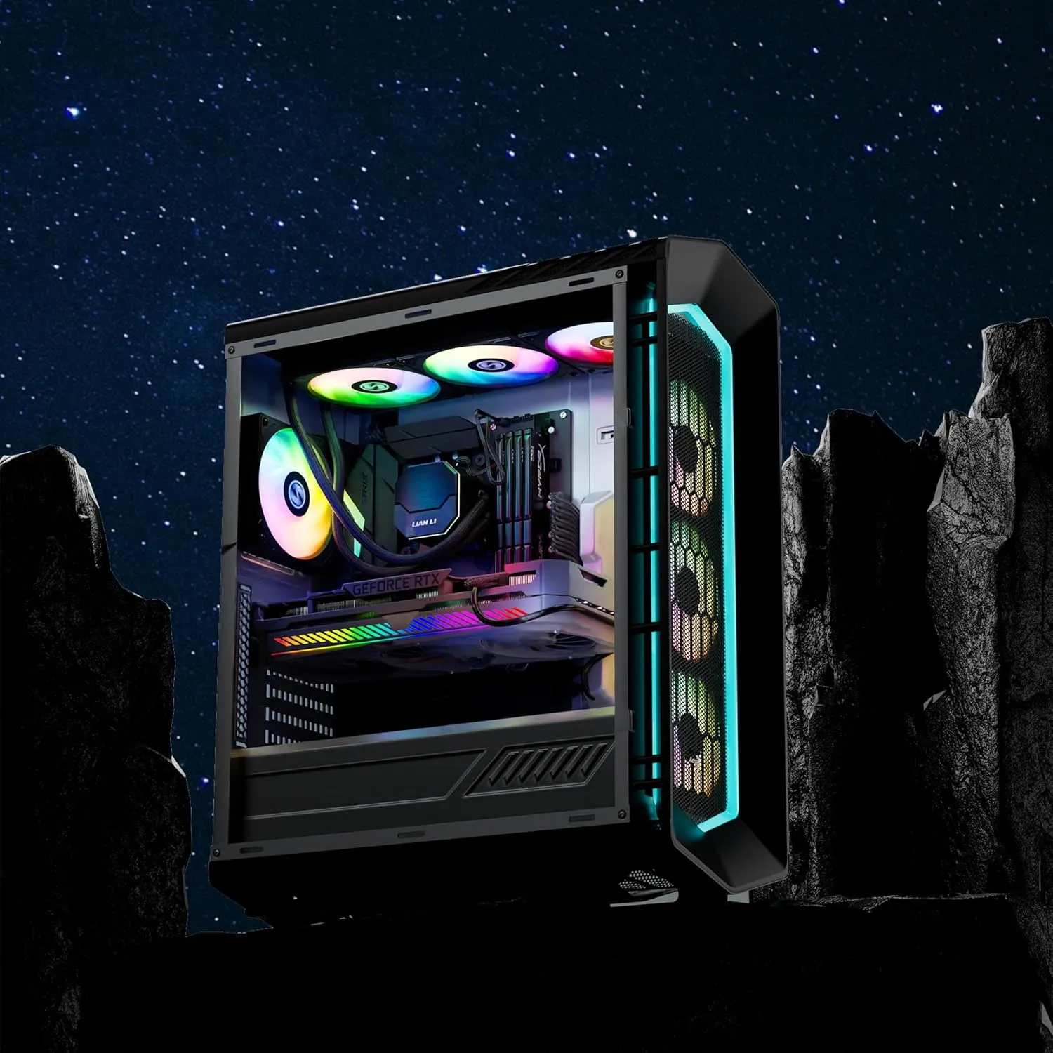 LIAN LI ALC360 AIO Cooler 360mm Radiator Liquid CPU Cooler RGB All-in-One Water Cooling System, 3x120mm PWM Fans, LGA1700 Bracket, AMD AM5/AM4 Intel LGA1200/115X Compatible (Black)
