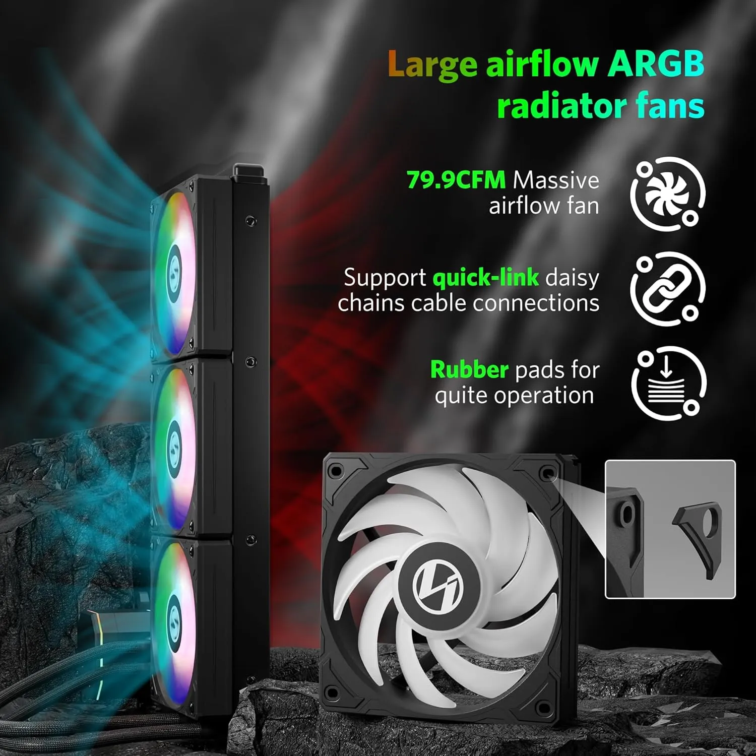 LIAN LI ALC360 AIO Cooler 360mm Radiator Liquid CPU Cooler RGB All-in-One Water Cooling System, 3x120mm PWM Fans, LGA1700 Bracket, AMD AM5/AM4 Intel LGA1200/115X Compatible (Black)
