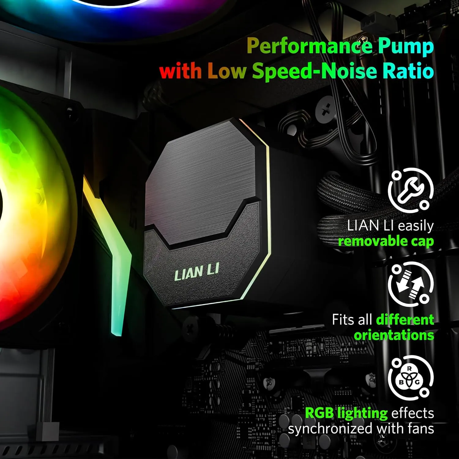 LIAN LI ALC360 AIO Cooler 360mm Radiator Liquid CPU Cooler RGB All-in-One Water Cooling System, 3x120mm PWM Fans, LGA1700 Bracket, AMD AM5/AM4 Intel LGA1200/115X Compatible (Black)