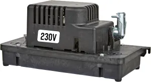 Little Giant VCCA-20-P 230 Volt, 1/30 HP, 80 GPH Low Profile Plenum Condensate Removal Pump, 6-ft. Cord (plug-less), Black, 554222101